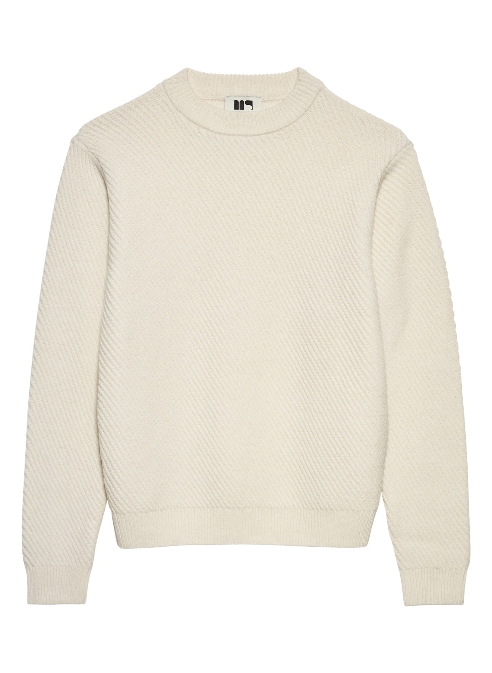 pull cote diagonale laine ecru homme femme unisexe