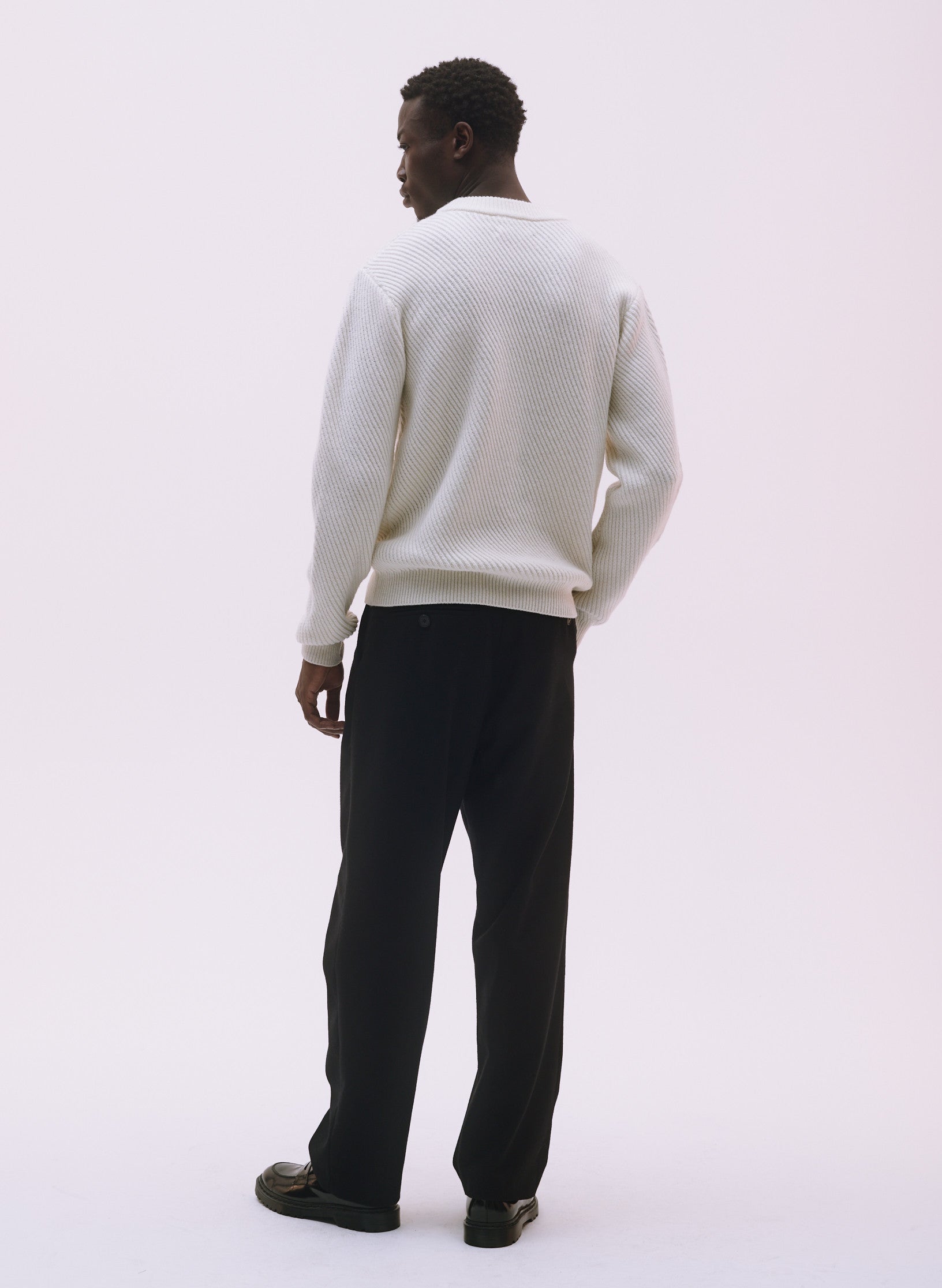 pull cote diagonale laine ecru homme femme unisexe