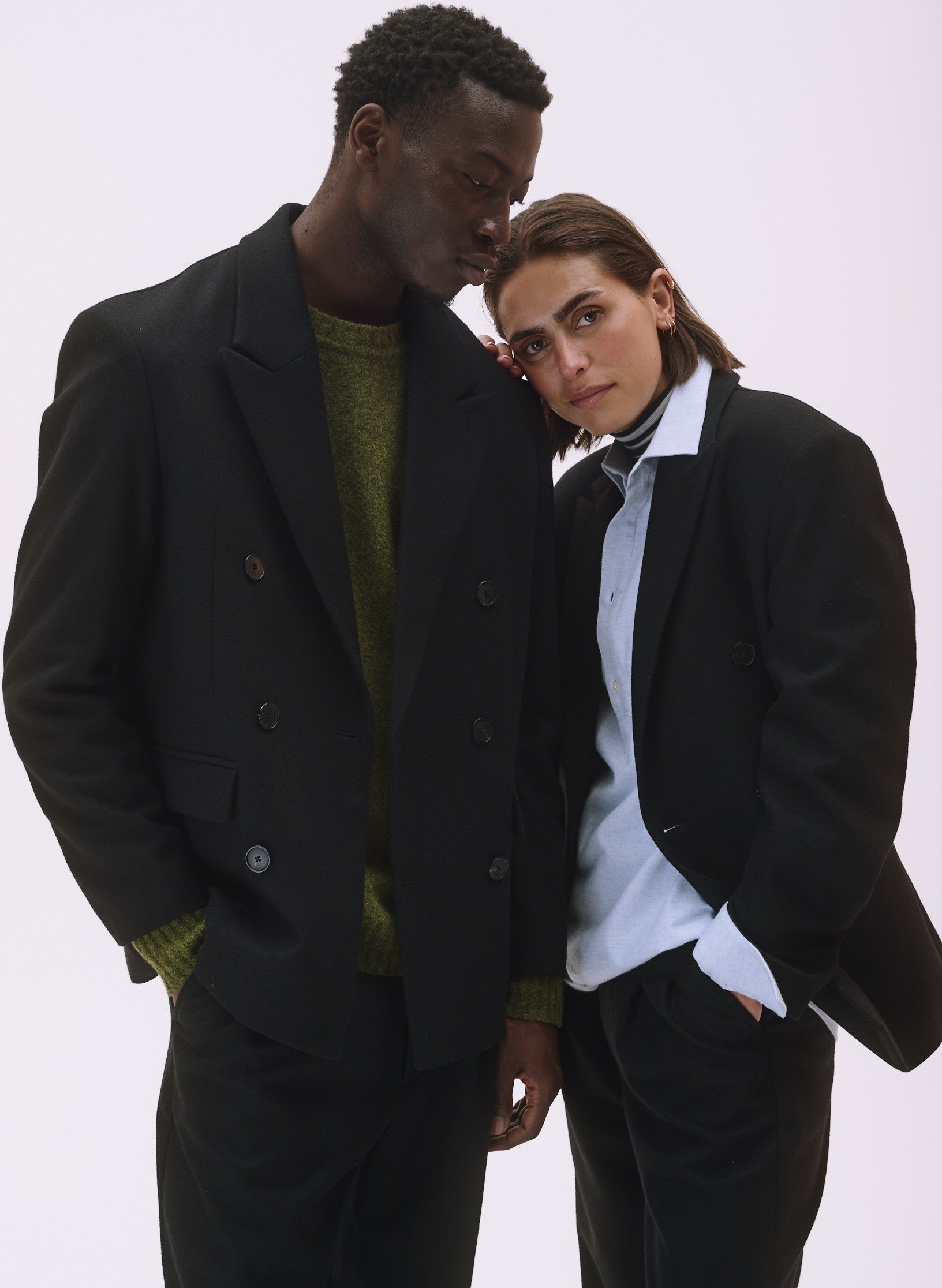 veste flanelle noire croisee homme femme unisexe