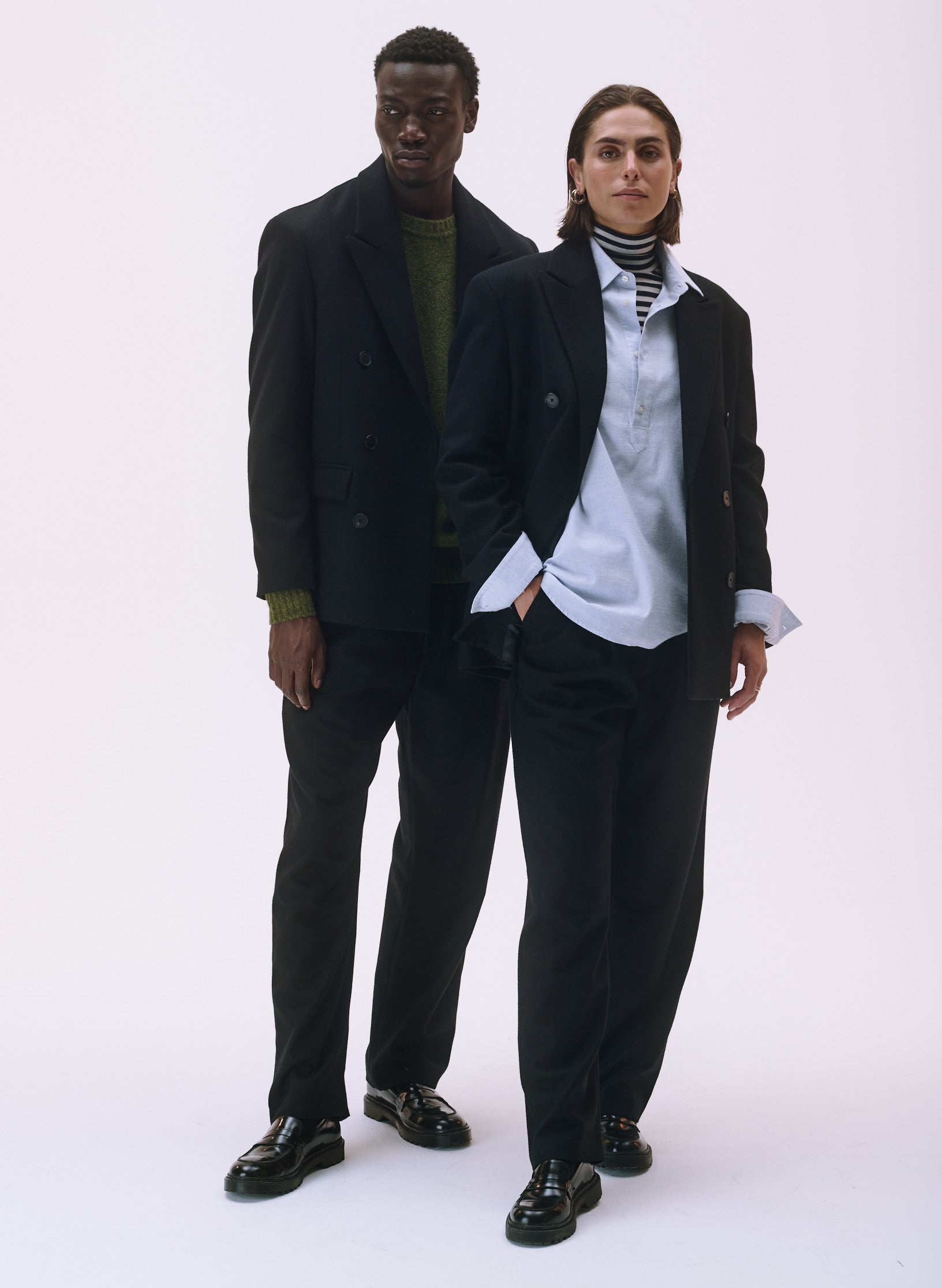 veste flanelle noire croisee homme femme unisexe