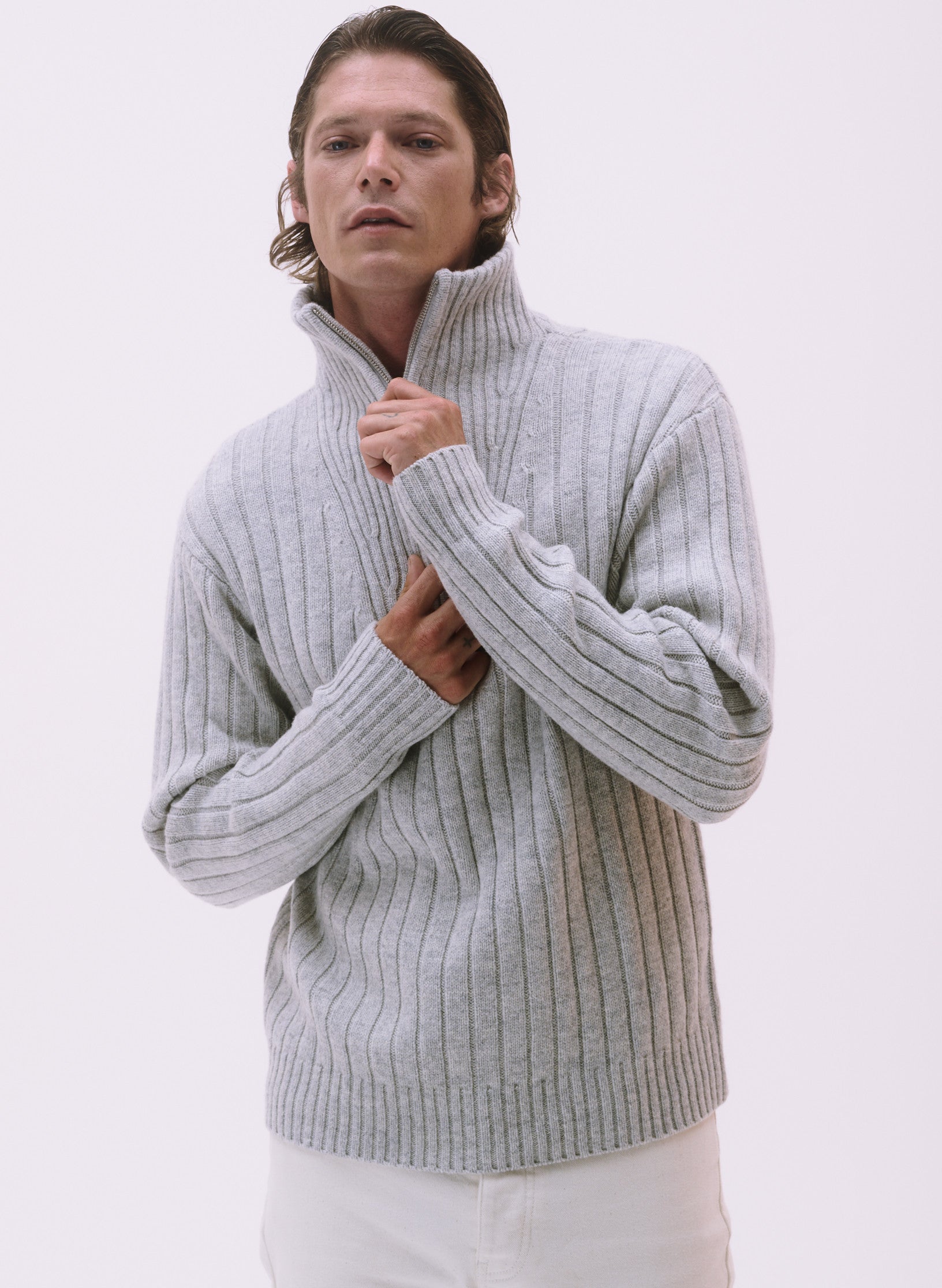 pull camionneur 100 laine homme femme unisexe gris ecru