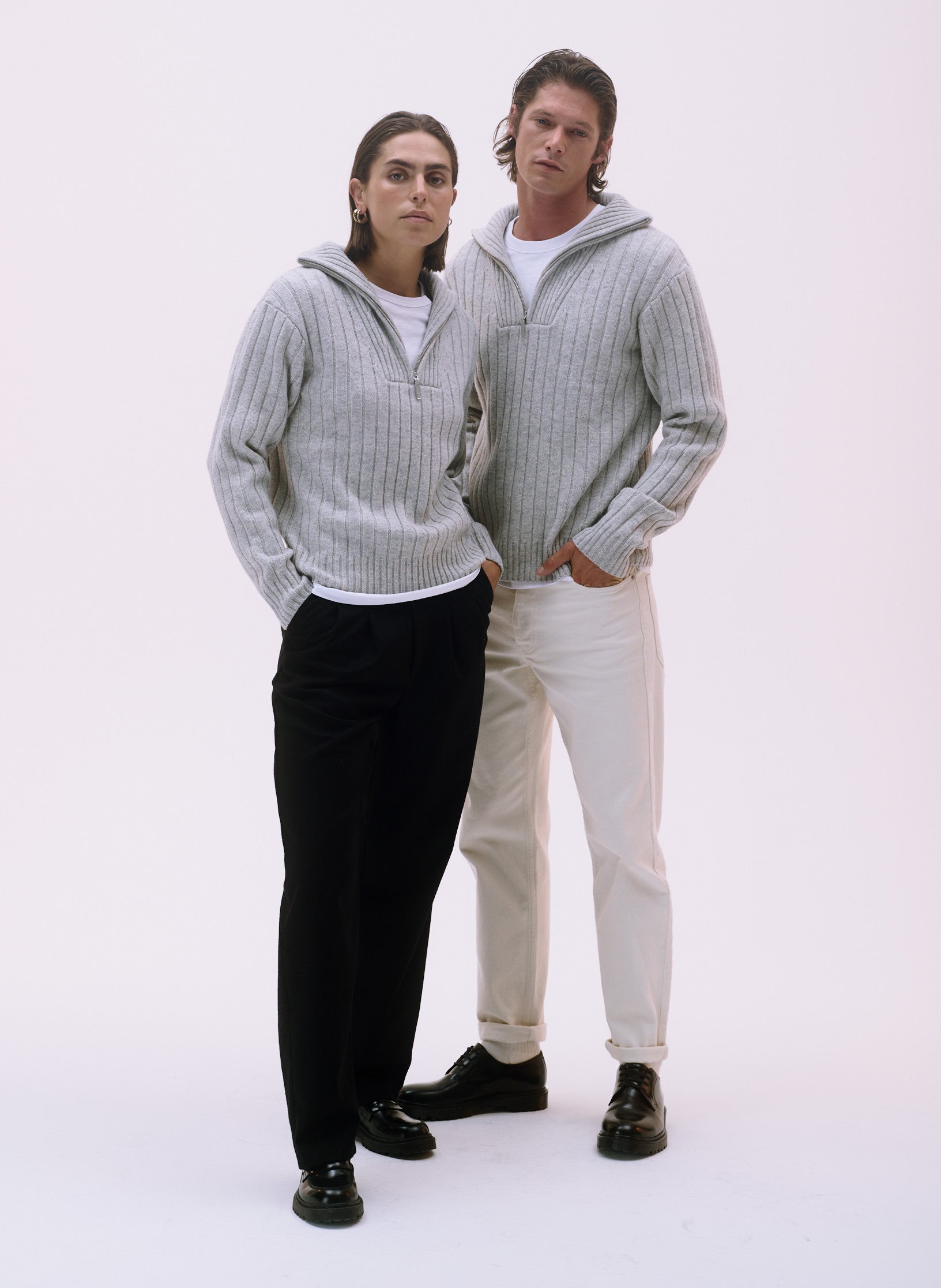 pull camionneur 100 laine homme femme unisexe gris ecru