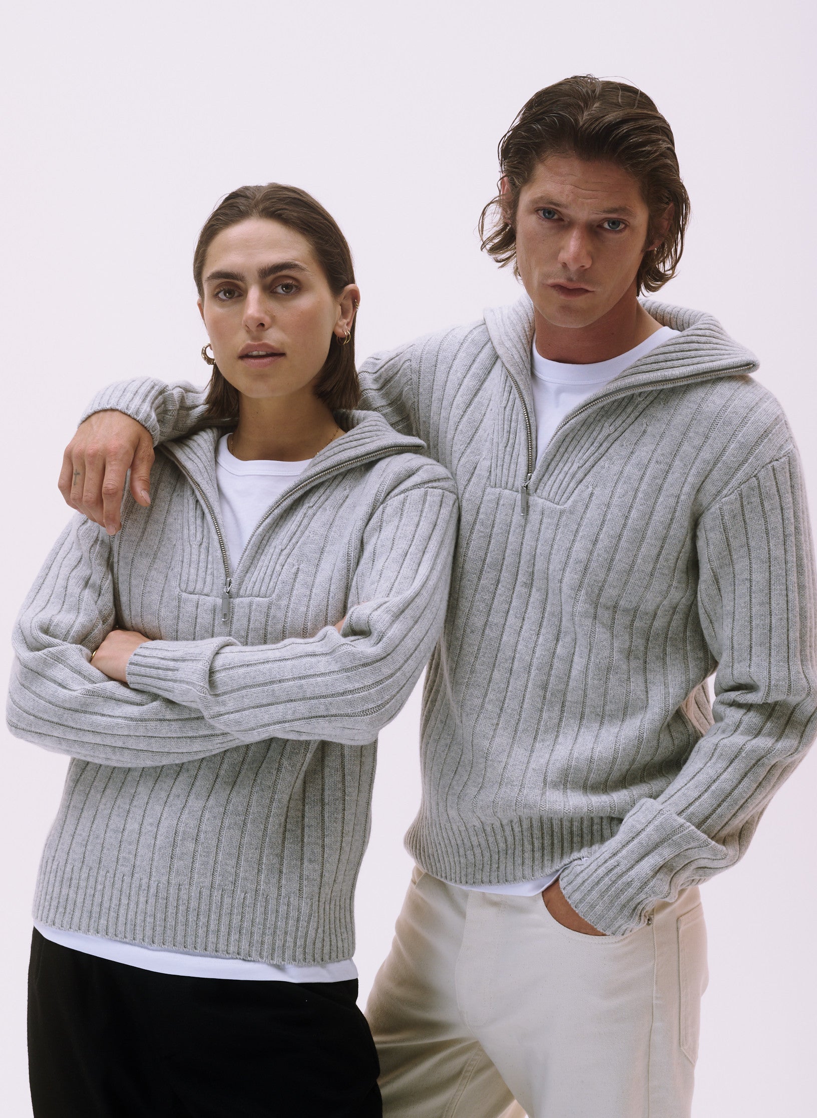 pull camionneur 100 laine homme femme unisexe gris ecru