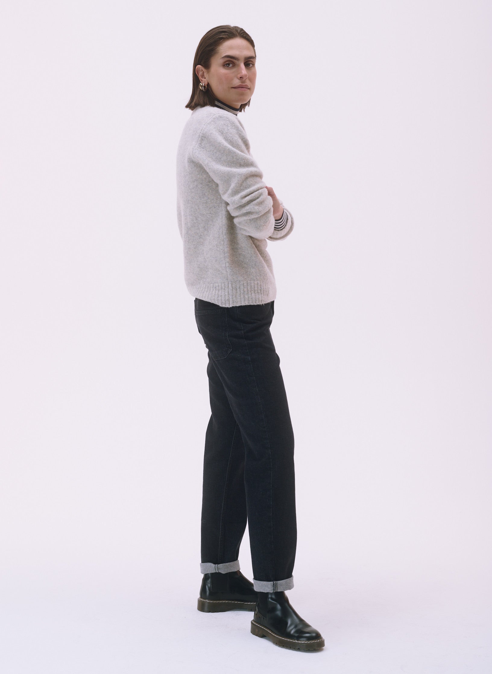 pull laine et fibres recyclees ecru homme femme unisexe