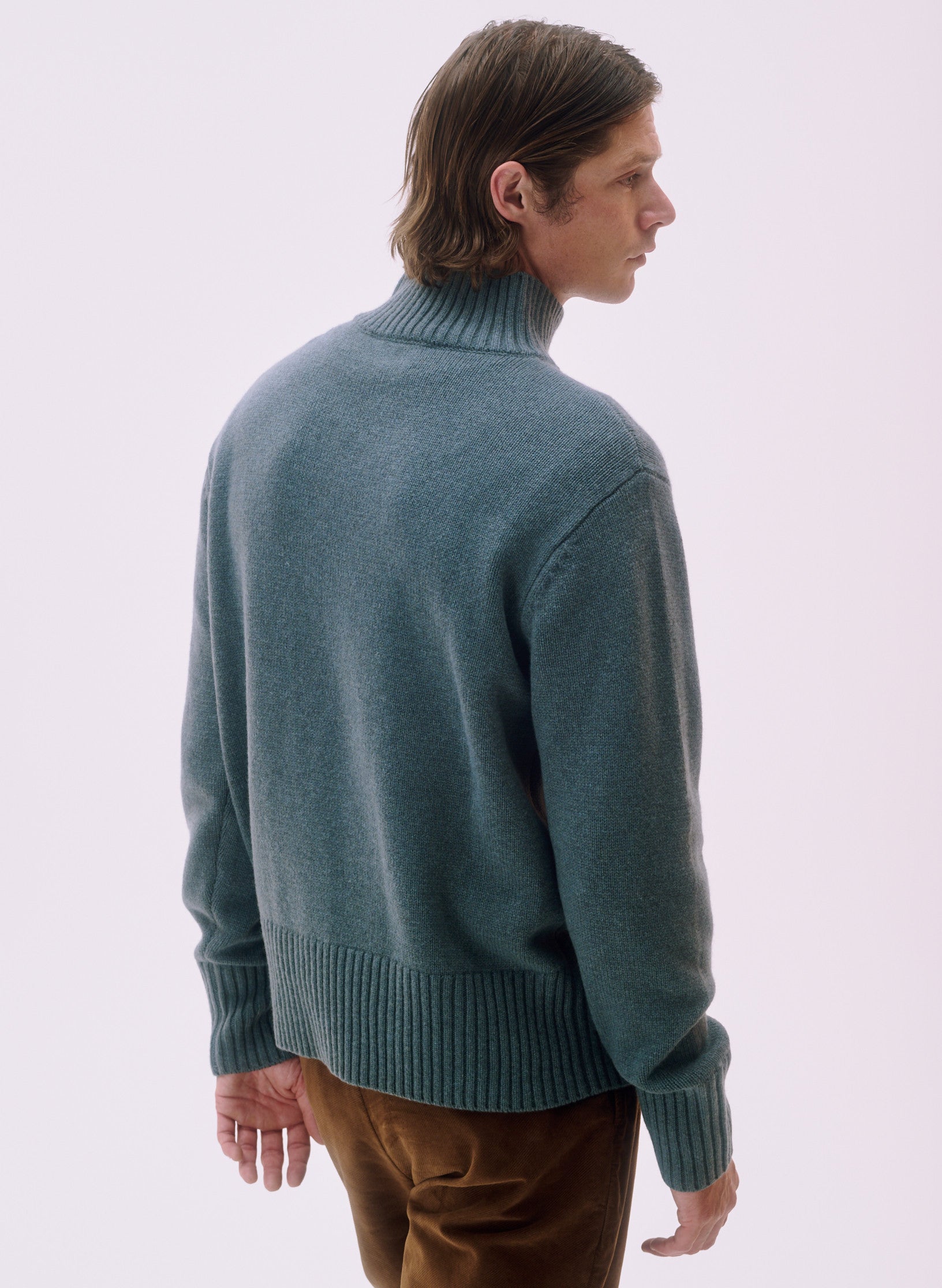 pull oversized laine col montant vert homme femme unisexe