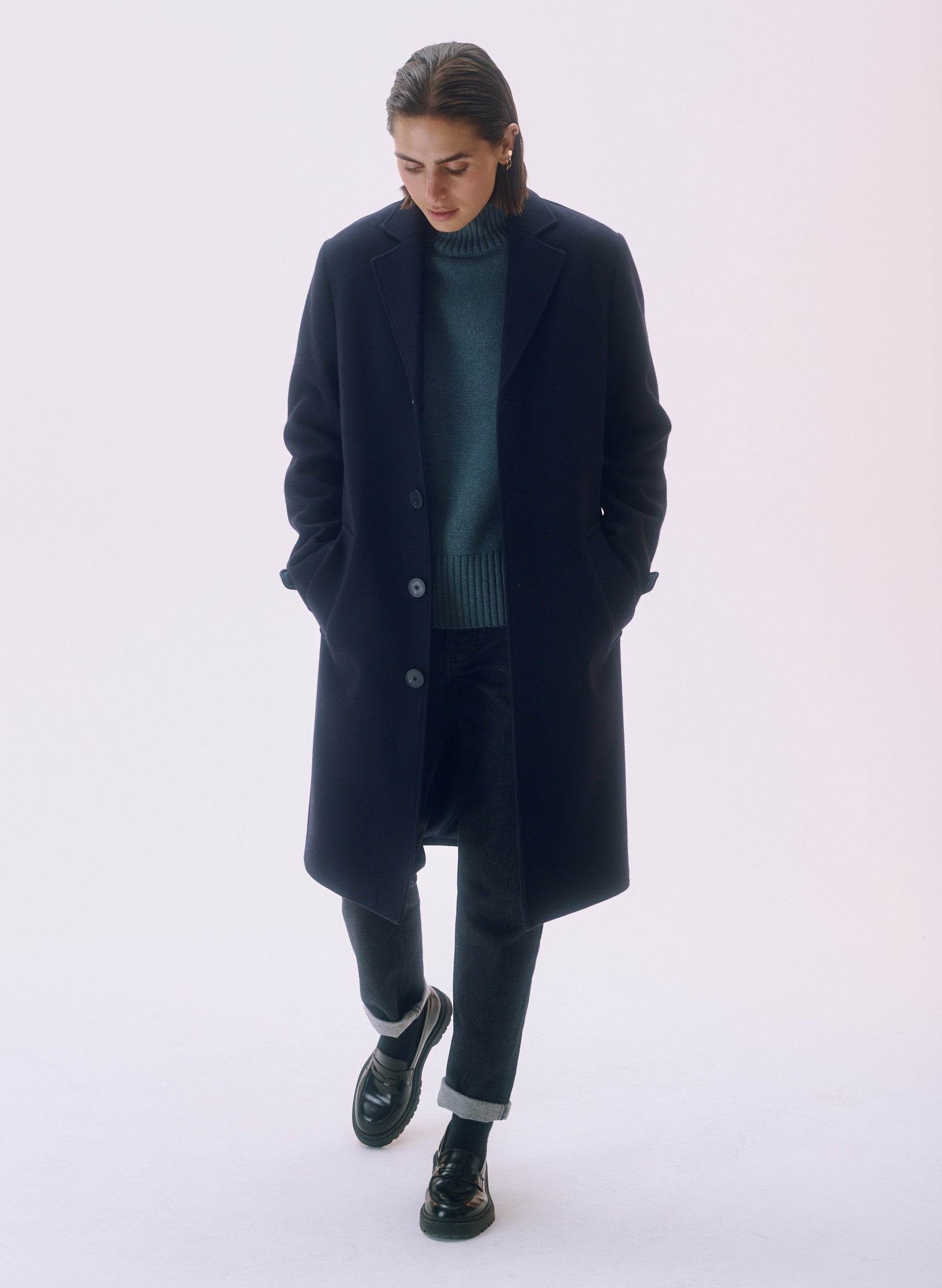 manteau pardessus laine unisexe homme femme bleu