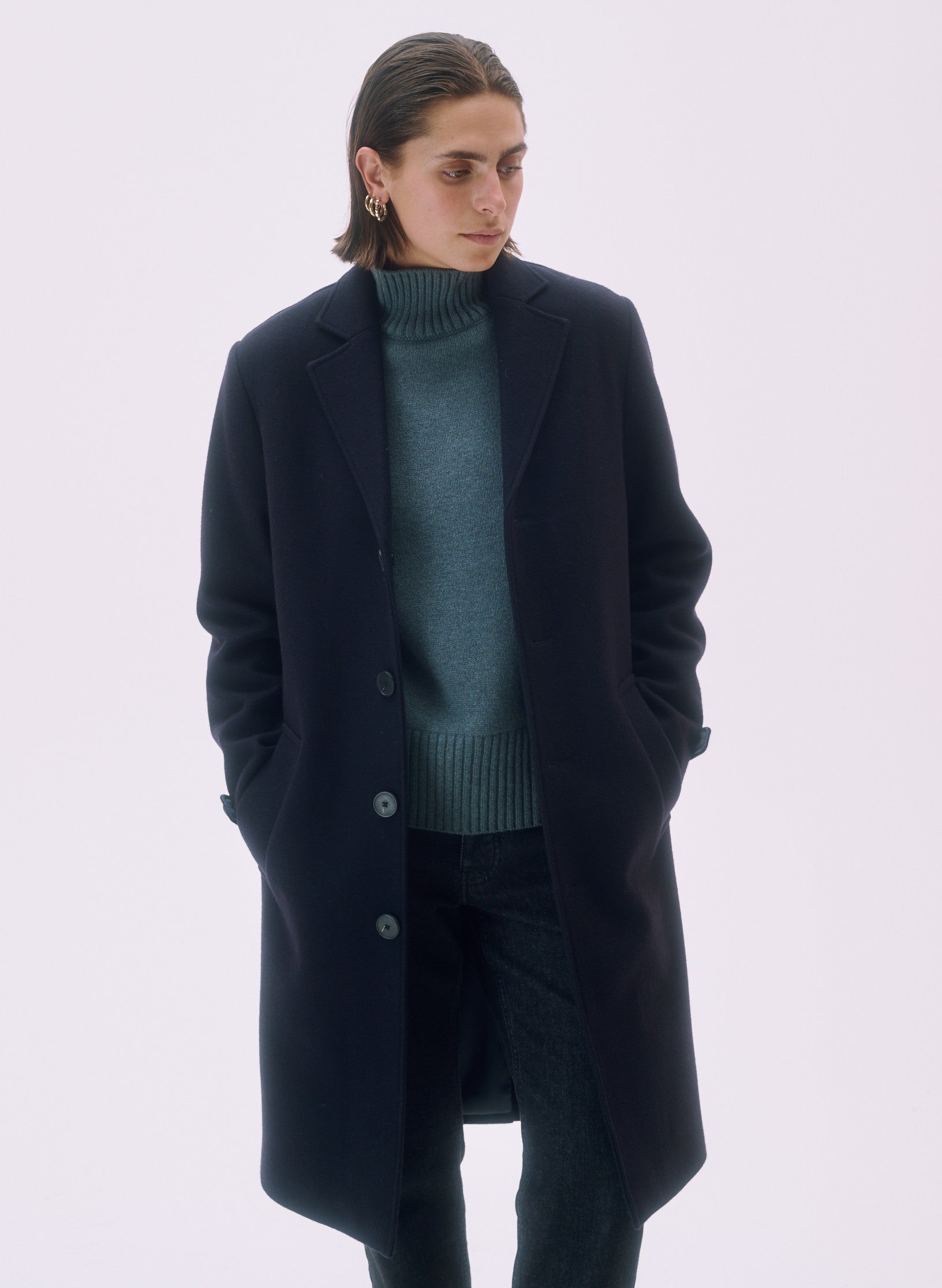 manteau pardessus laine unisexe homme femme bleu