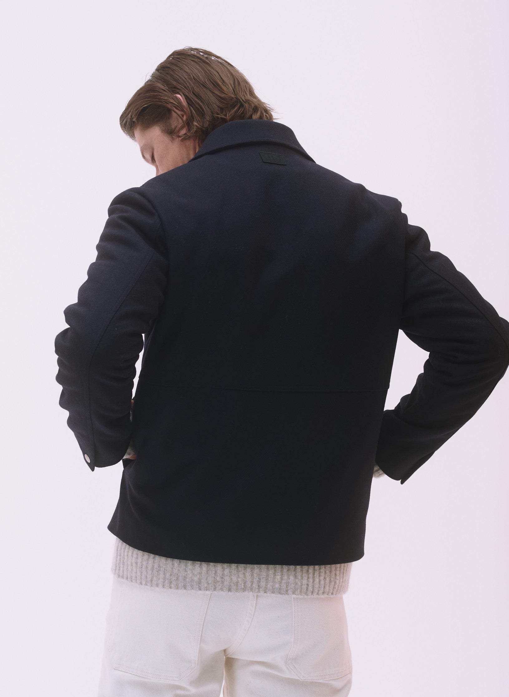 blouson laine homme marine