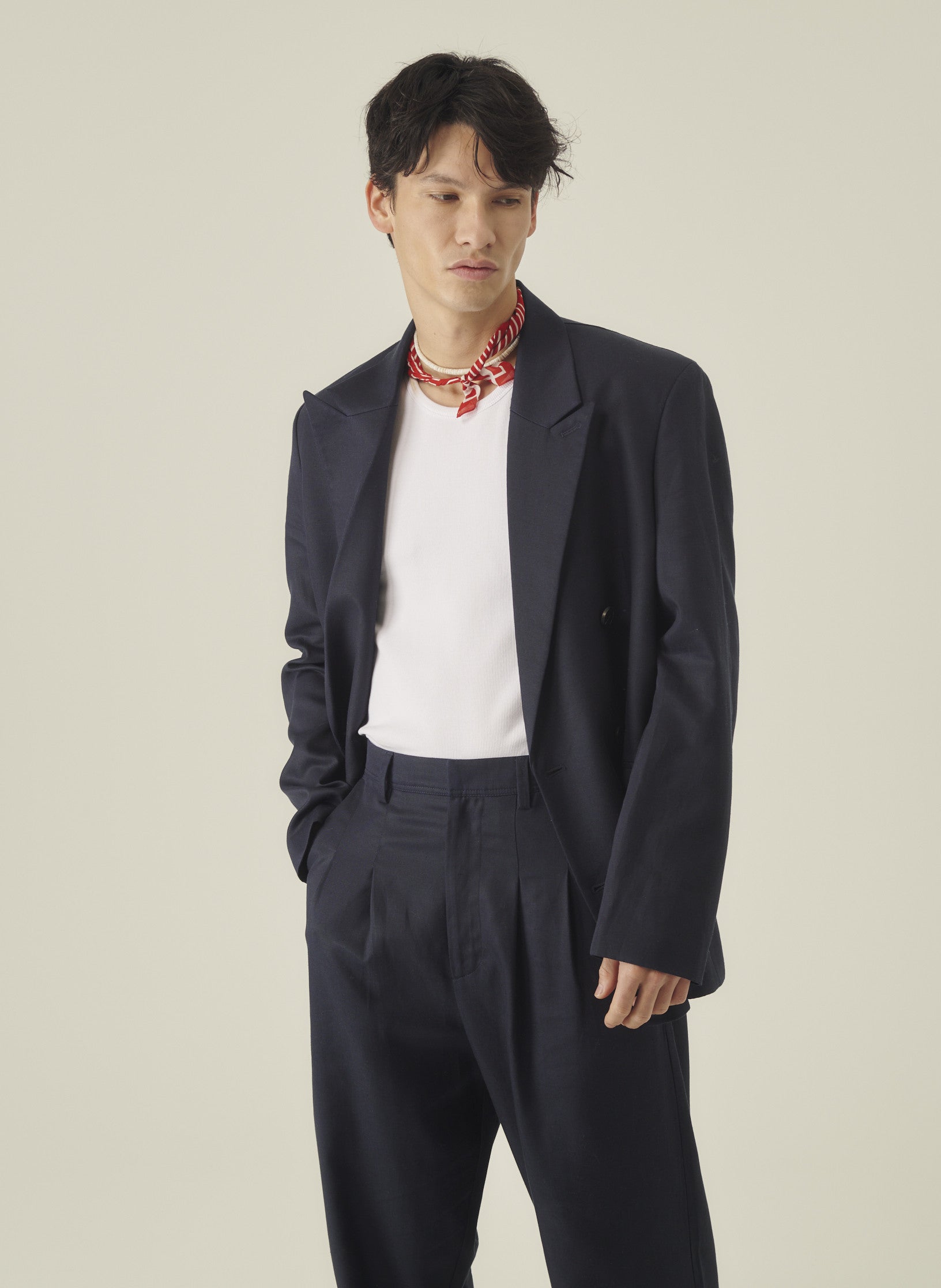 veste croisee lin lyocell bleu homme femme ukraine