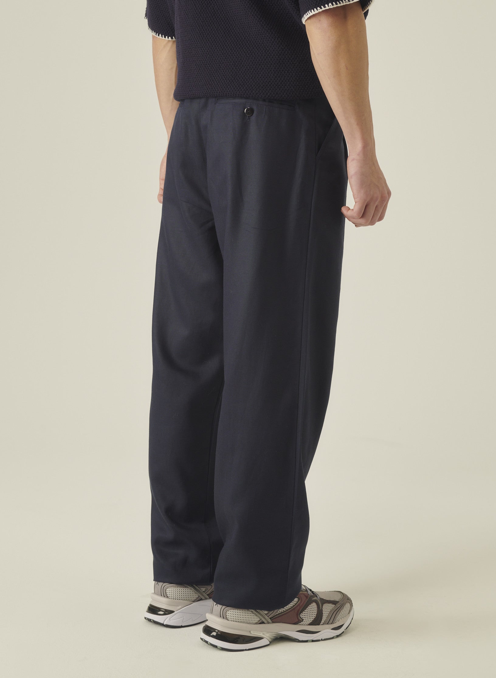 pantalon double pinces lin lyocell bleu homme femme