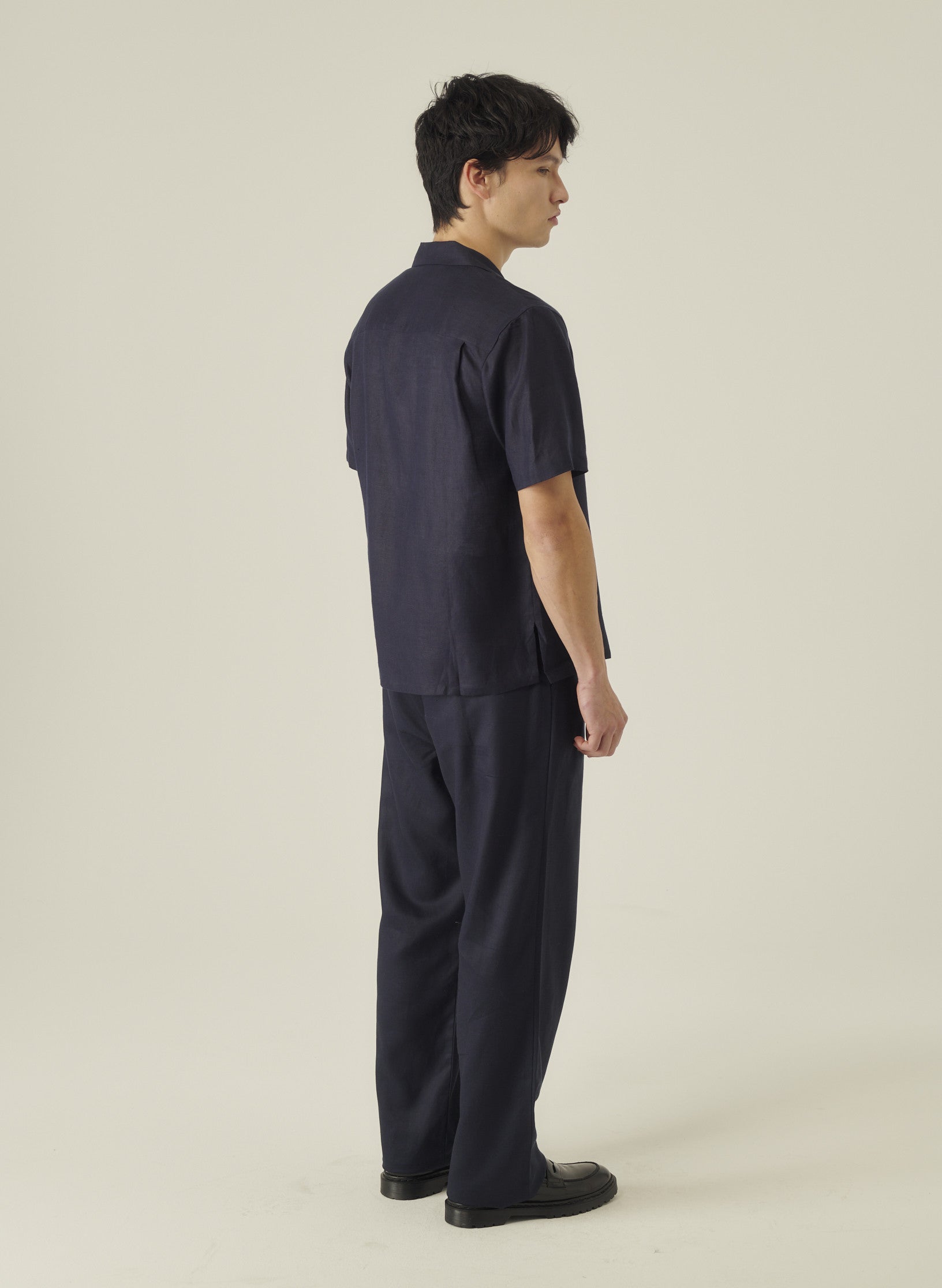 pantalon double pinces lin lyocell bleu homme femme