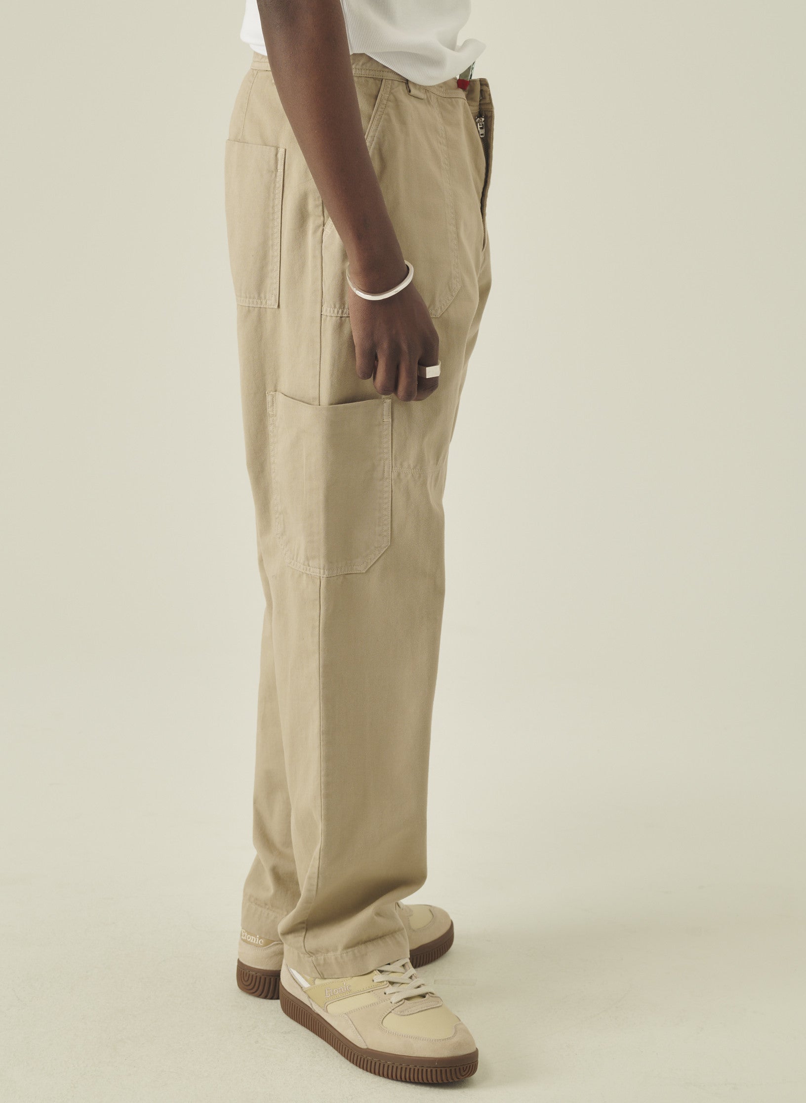 cargo pantalon loose beige homme femme unisexe