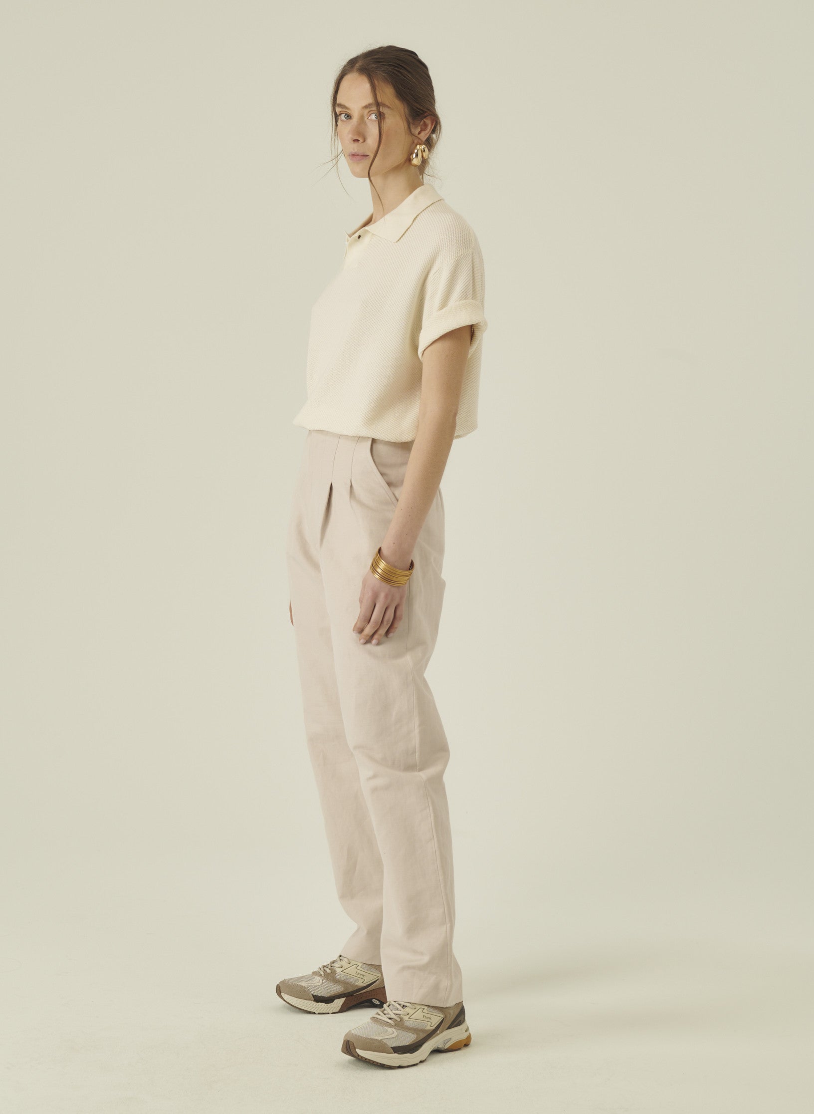 polo manche courte ecru coton homme femme unisexe