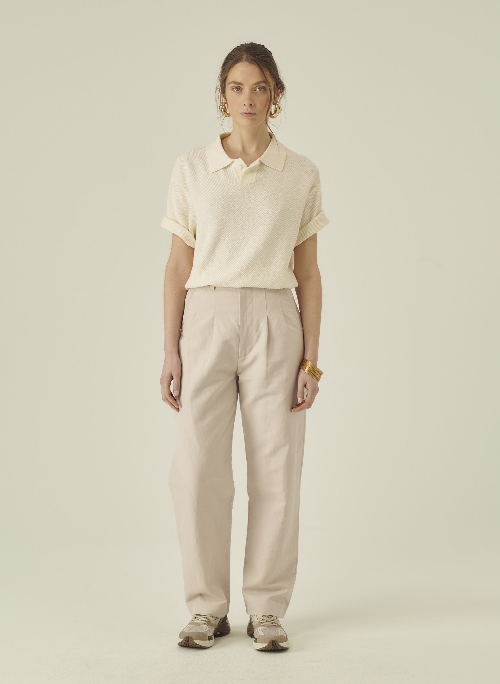 polo manche courte ecru coton homme femme unisexe