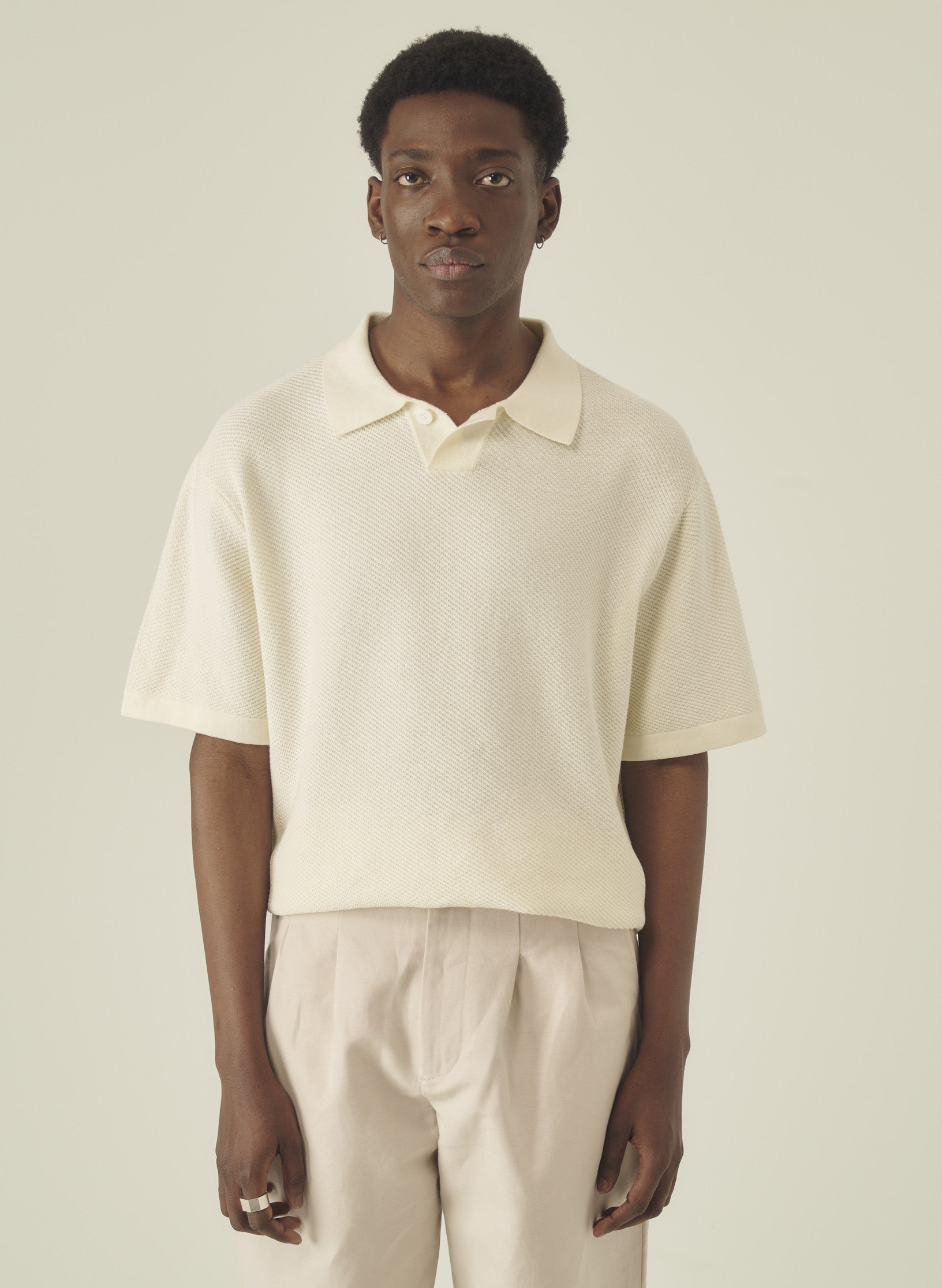 polo manche courte ecru coton homme femme unisexe