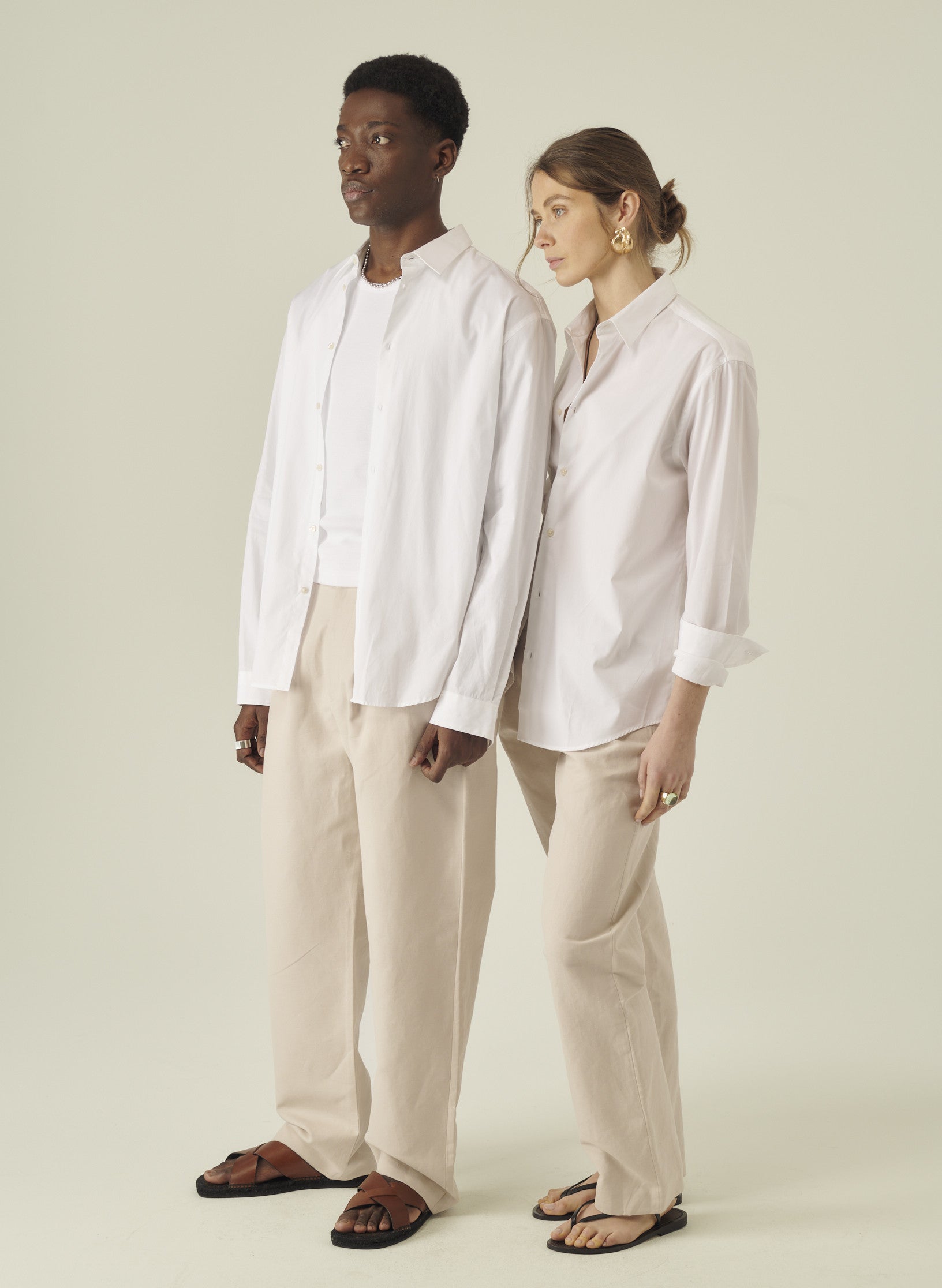 chemise loose unie femme homme coton blanche