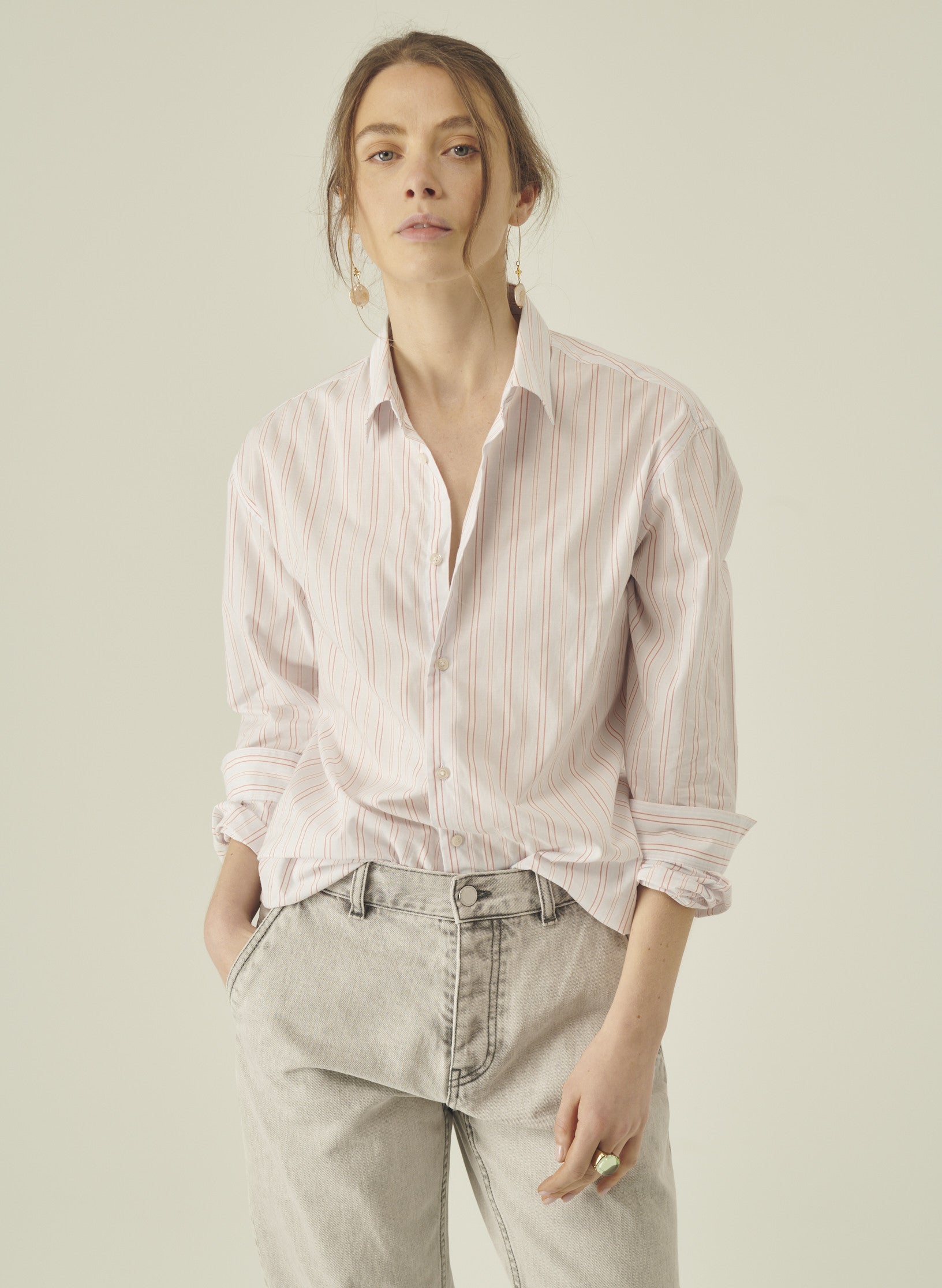 chemise loose multi rayures homme femme bleu rayee