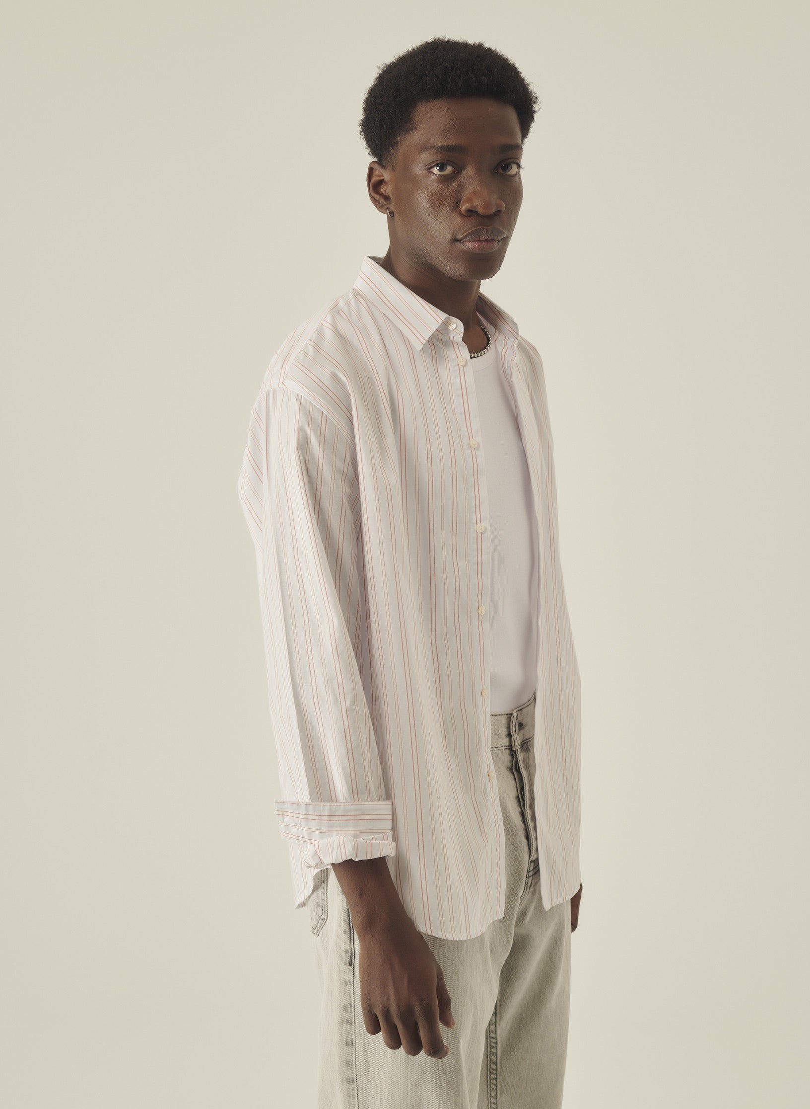 chemise loose multi rayures homme femme bleu rayee