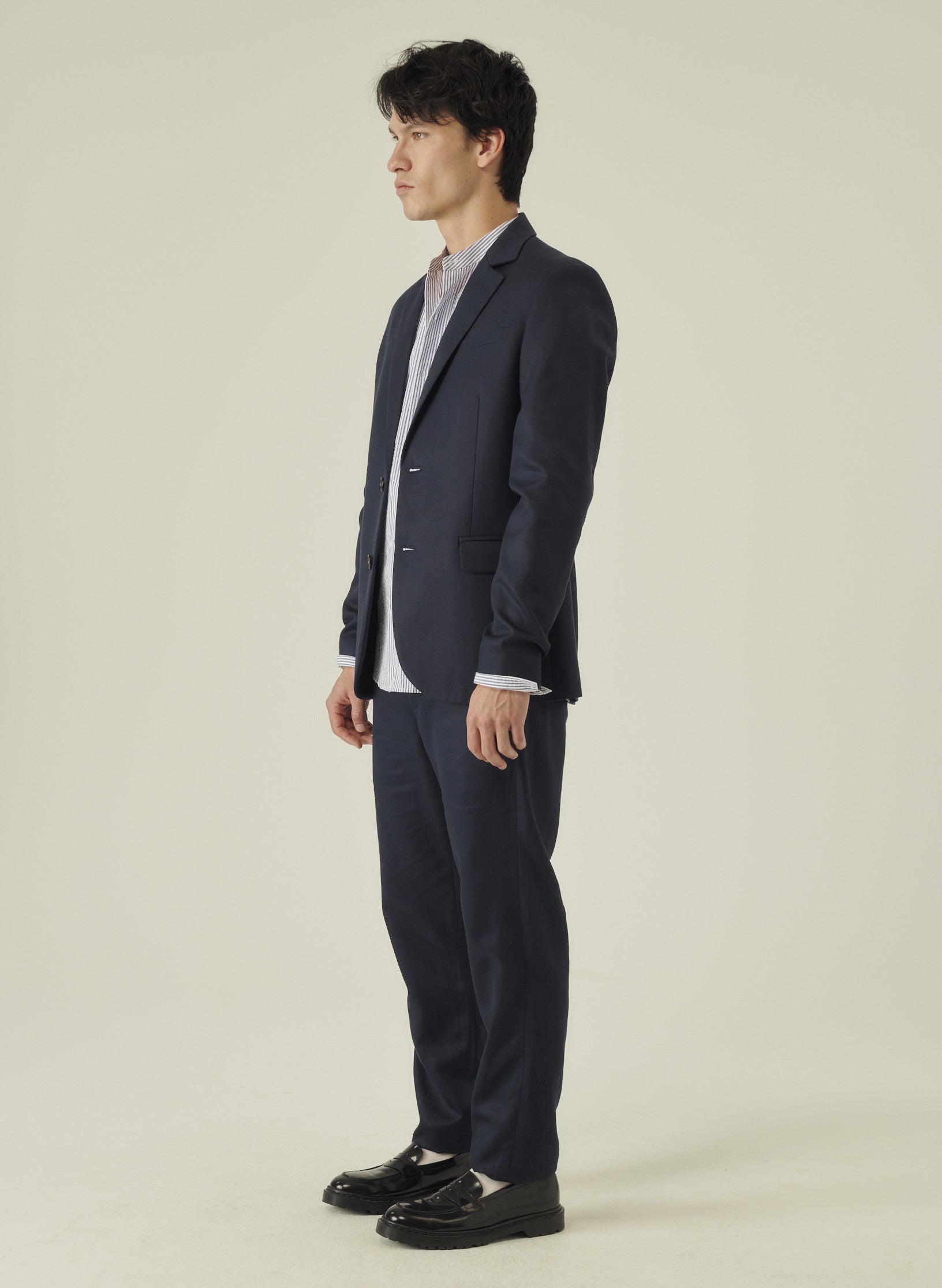 veste 2 boutons coton lyocell bleu homme