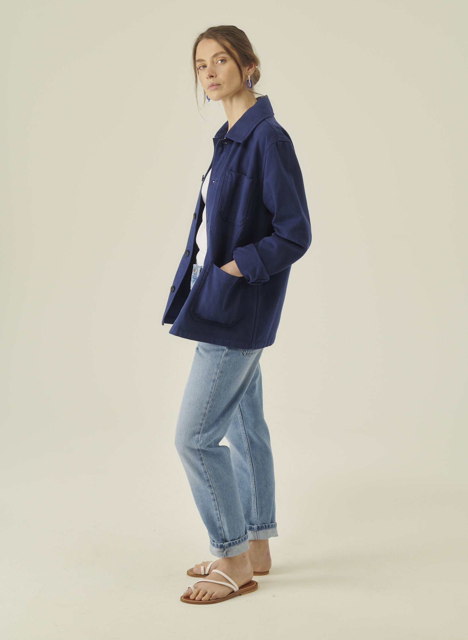 veste peintre bleu indogo homme femme unisexe