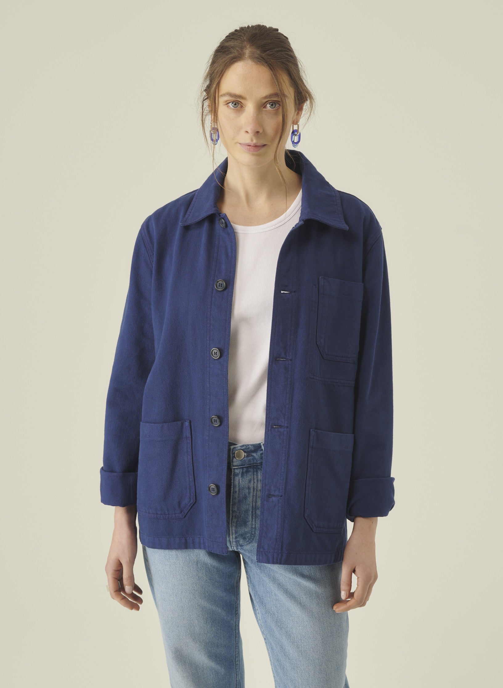 veste peintre bleu indogo homme femme unisexe