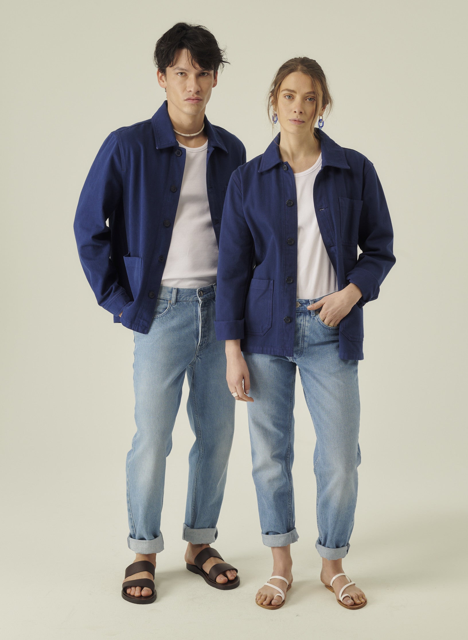 veste peintre bleu indogo homme femme unisexe