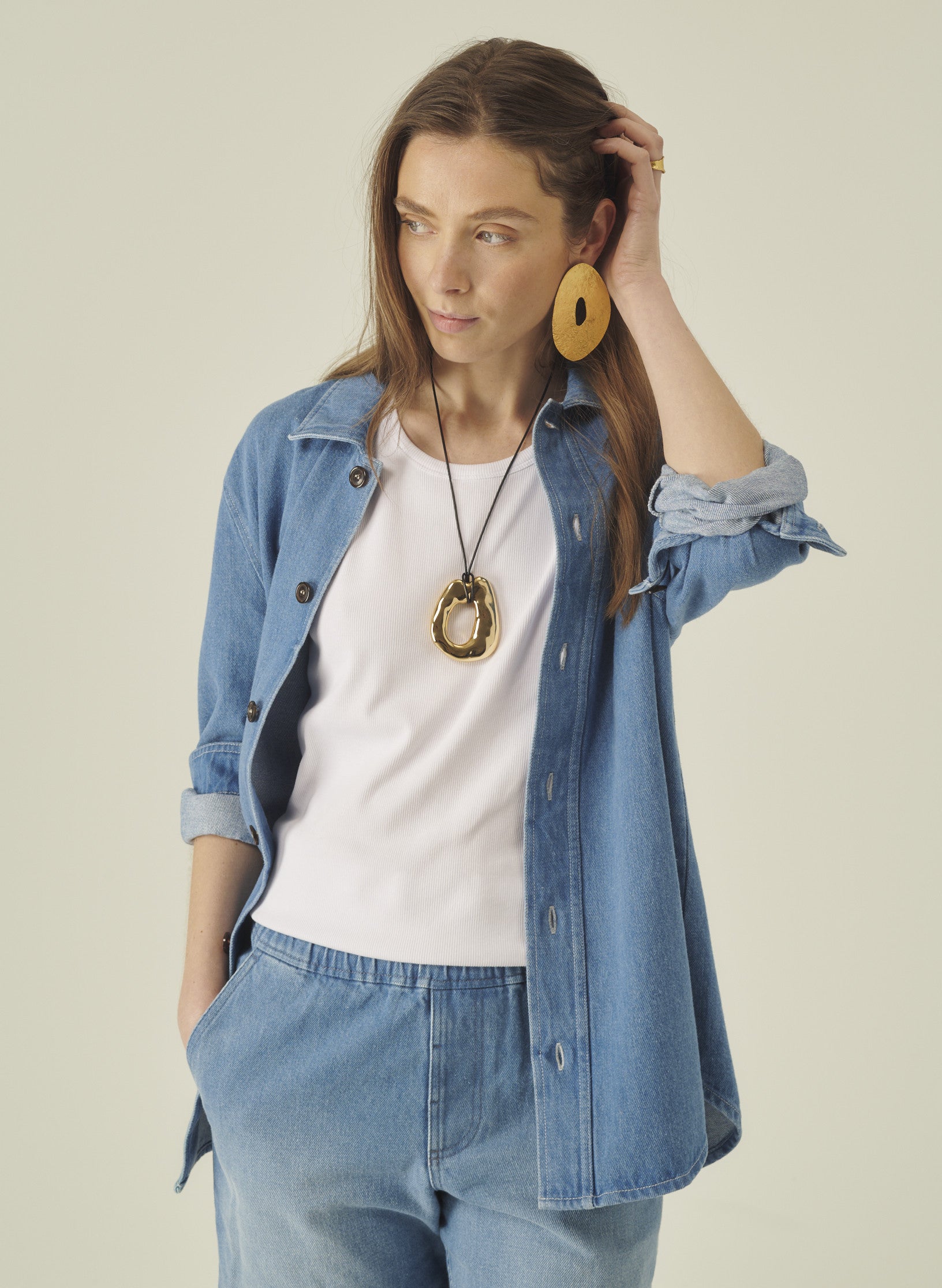 surchemise denim bleach delave homme femme unisexe oekotex