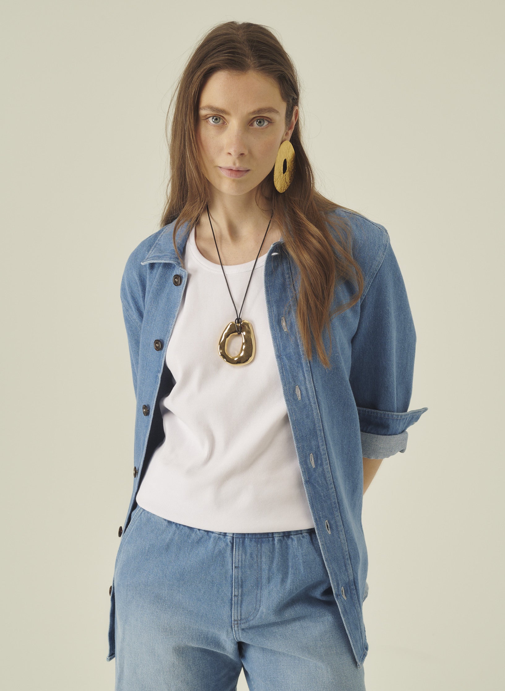 surchemise denim bleach delave homme femme unisexe oekotex