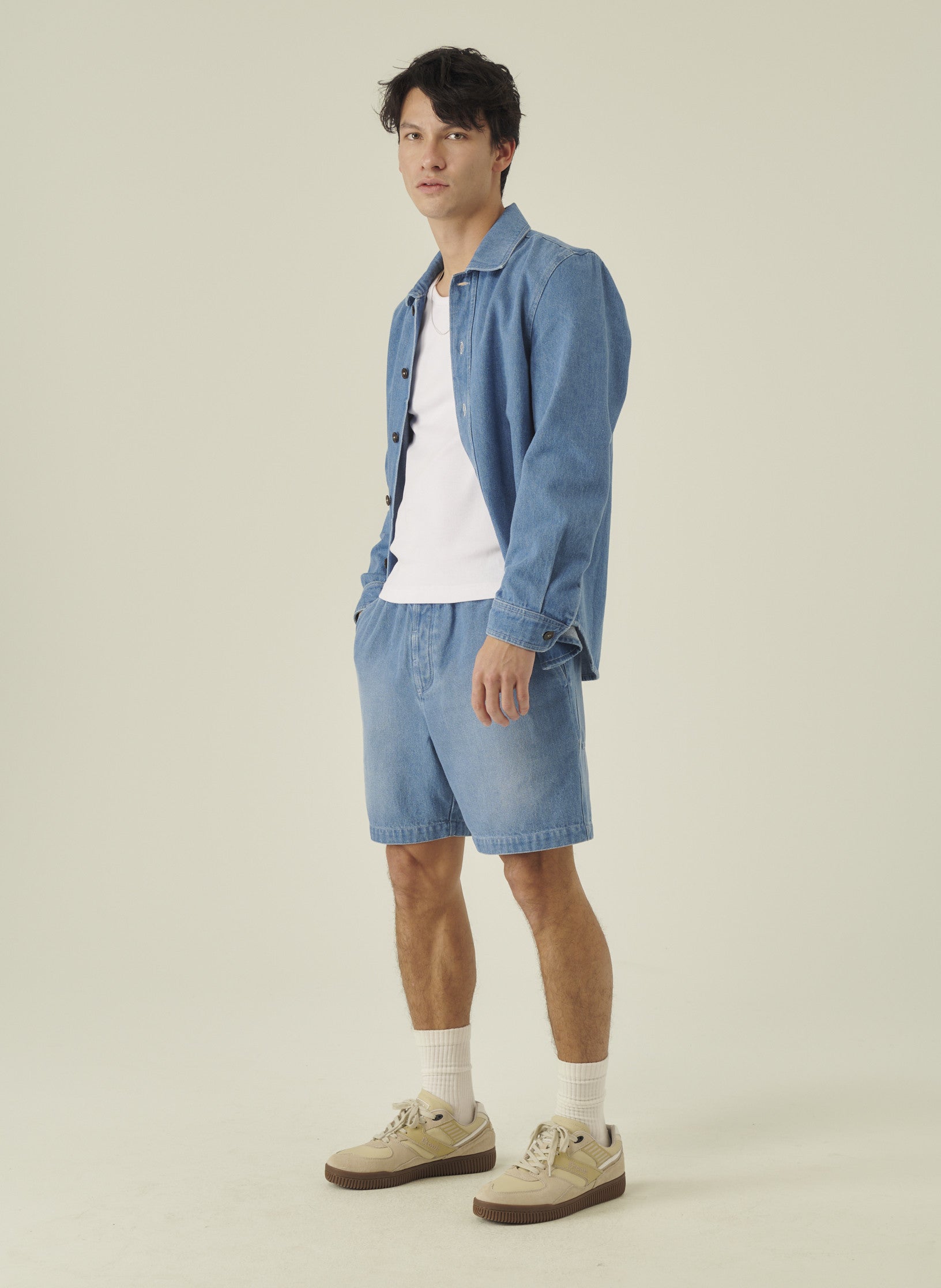 surchemise denim bleach delave homme femme unisexe oekotex