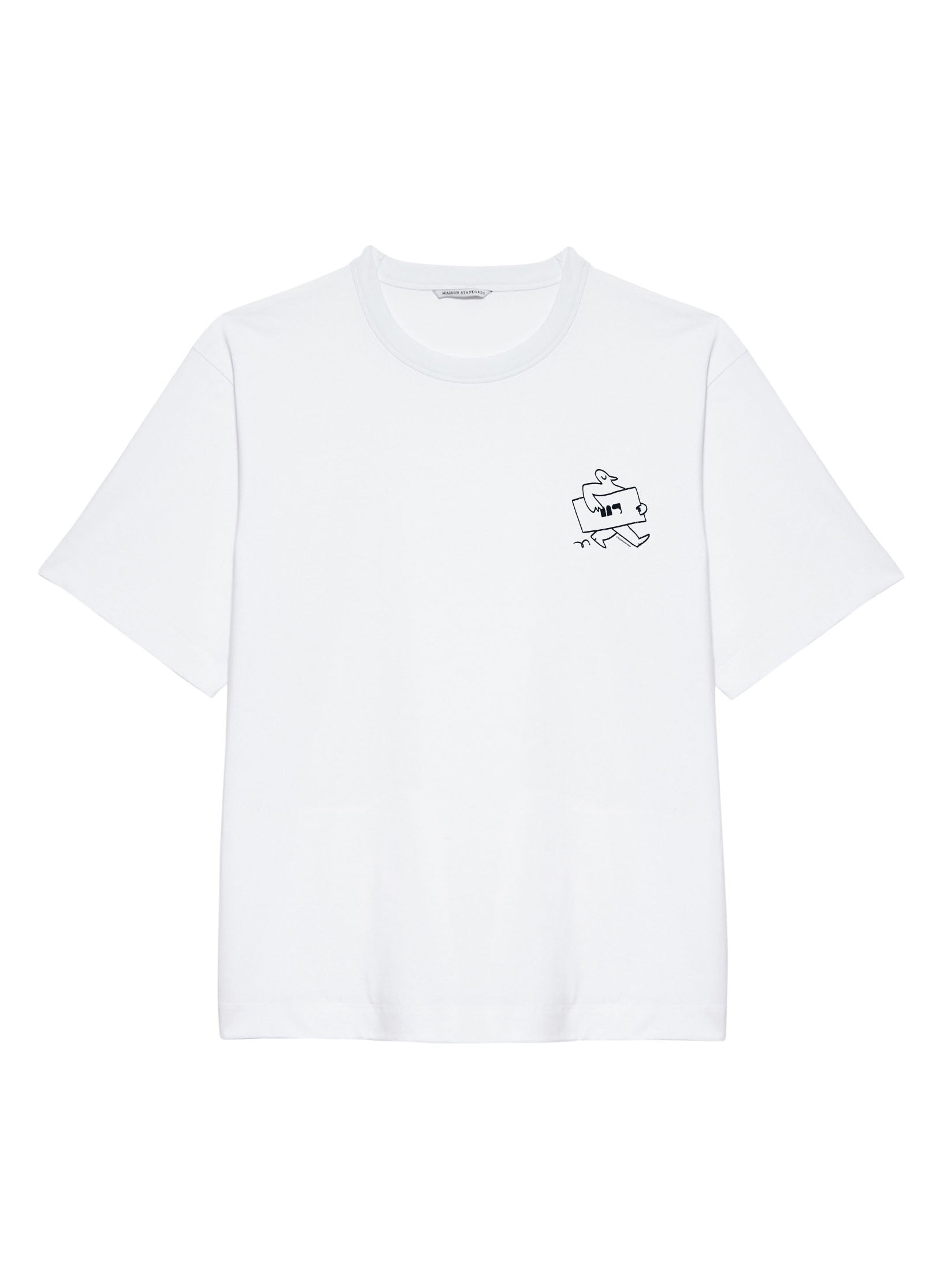 t shirt playground x maison standards print logo blanc collaboration artiste