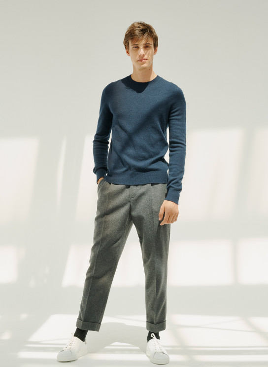 Pantalon Homme En Flanelle Coupe Carotte