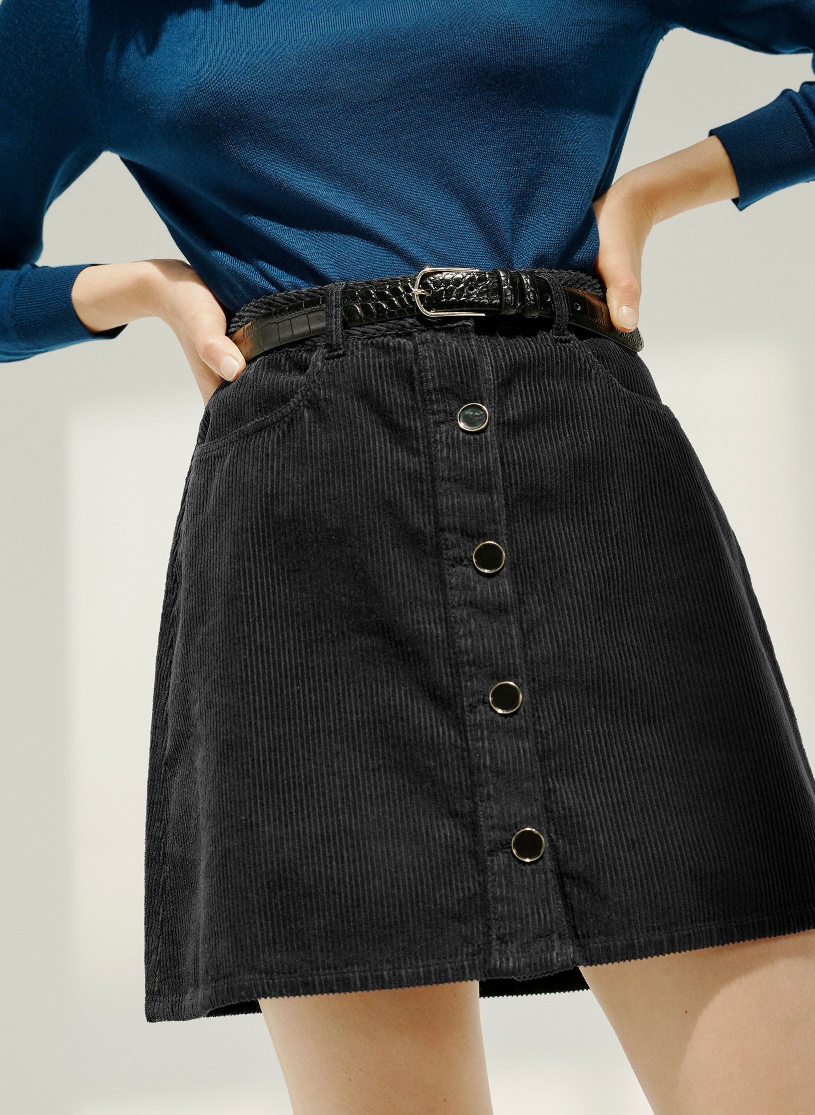 Jupe velours top boutonnée