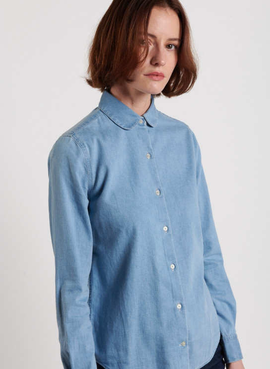 Chemise en jean col claudine Clearance