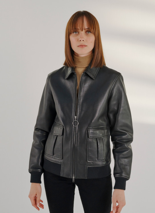 Blouson En Cuir Noir Femme