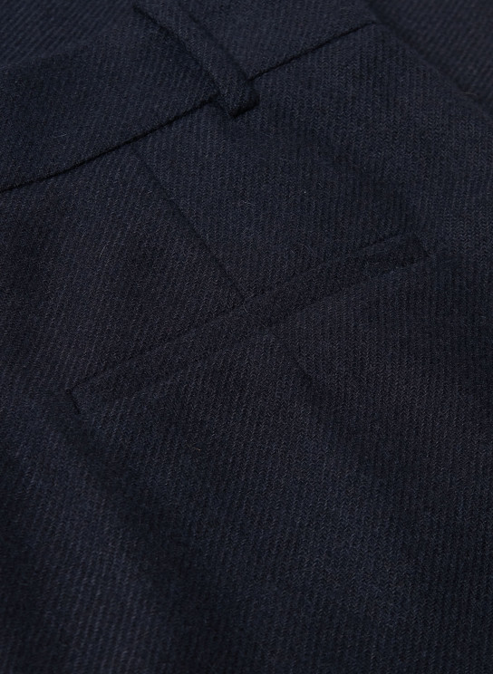 Pantalon Femme 7/8 bleu marine en laine flanelle ATODE