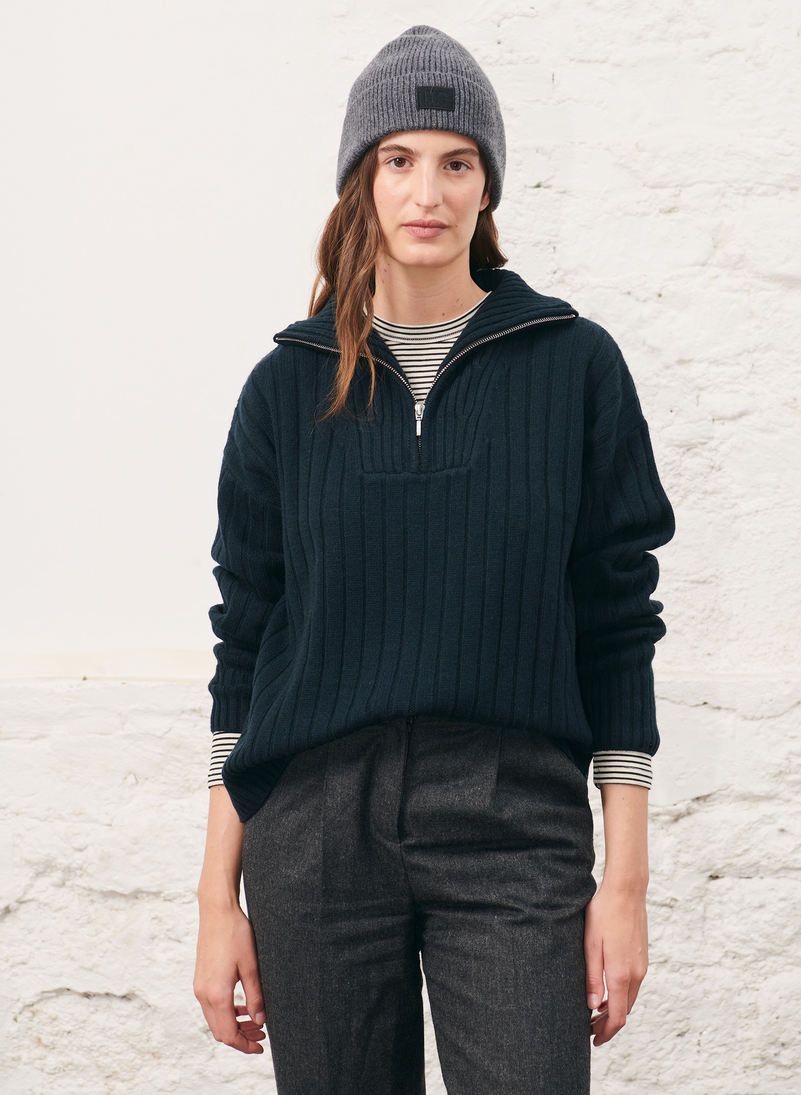 Pull camionneur top femme laine