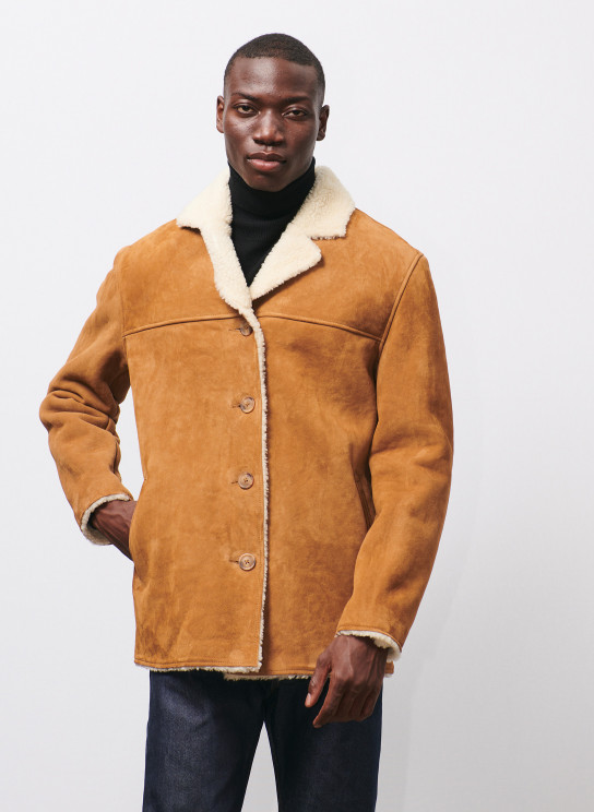 manteau cuir laine homme