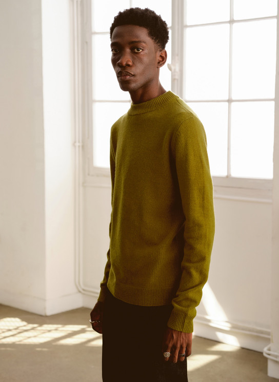 pull ras du cou vert Olive pour homme