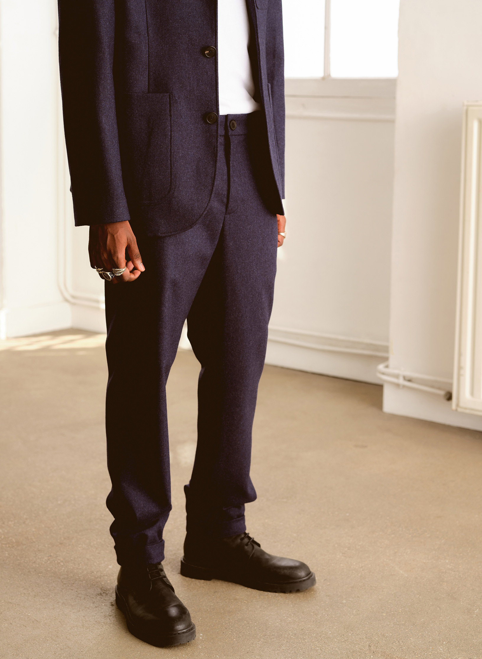 Pantalon flanelle on sale homme bleu