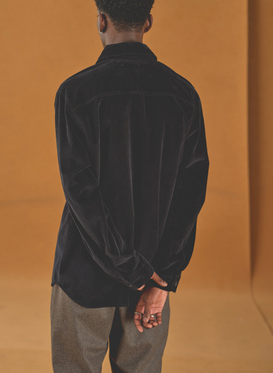 Chemise velours noir homme best sale