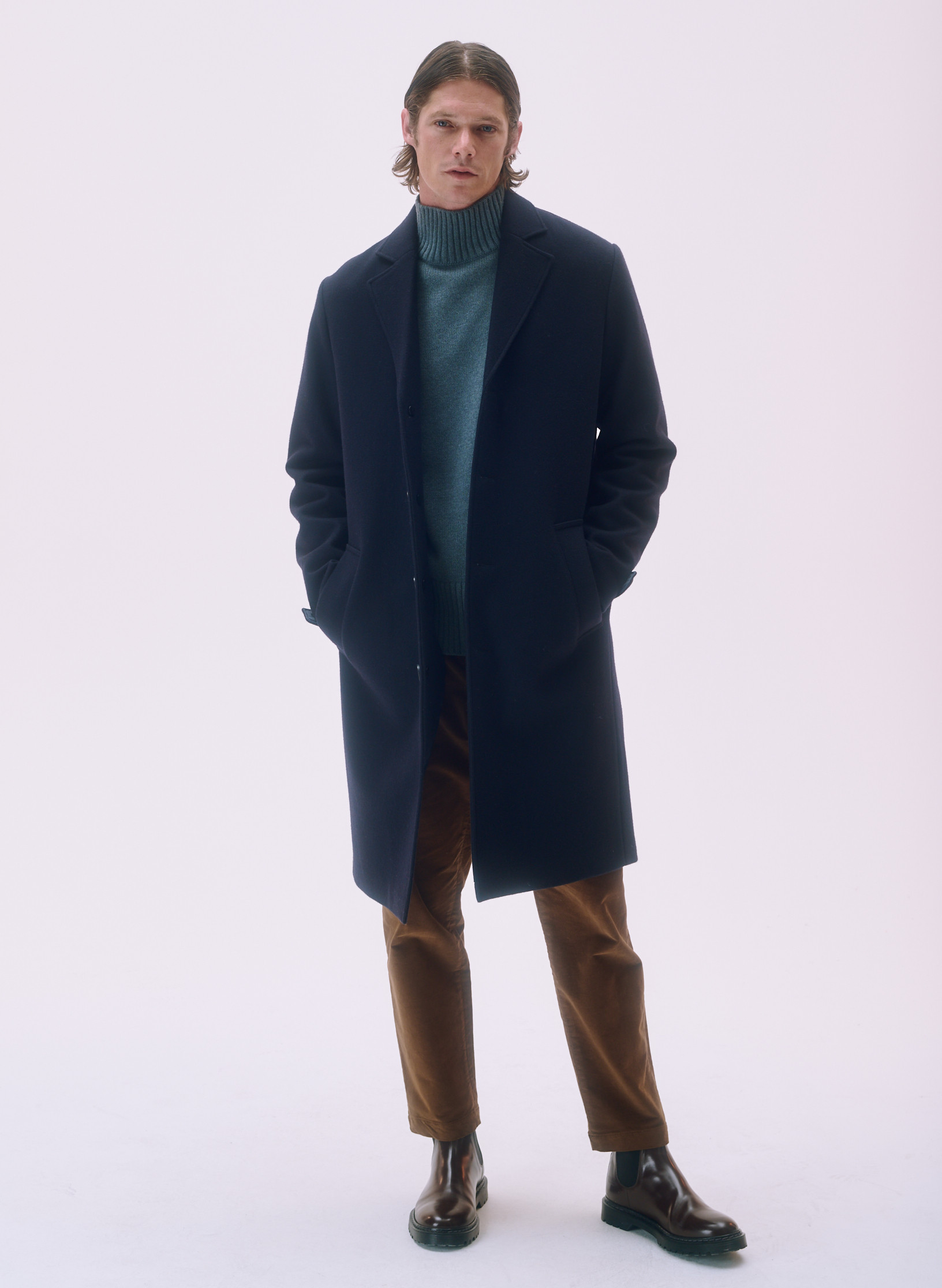 manteau laine coupe droite masculin bleu marine