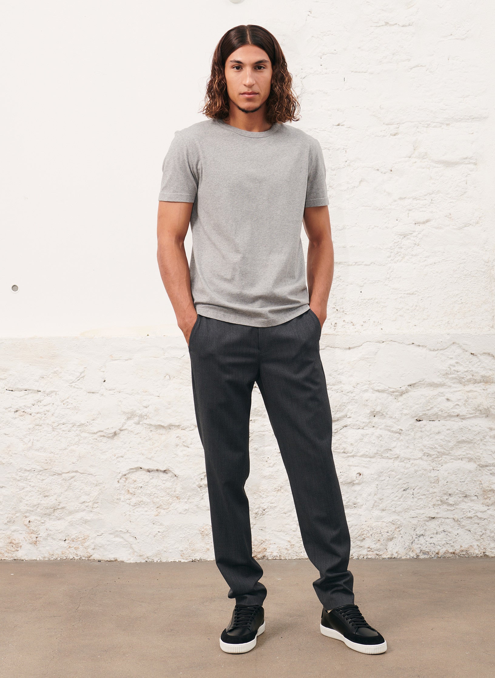 pantalon bi stretch gris homme