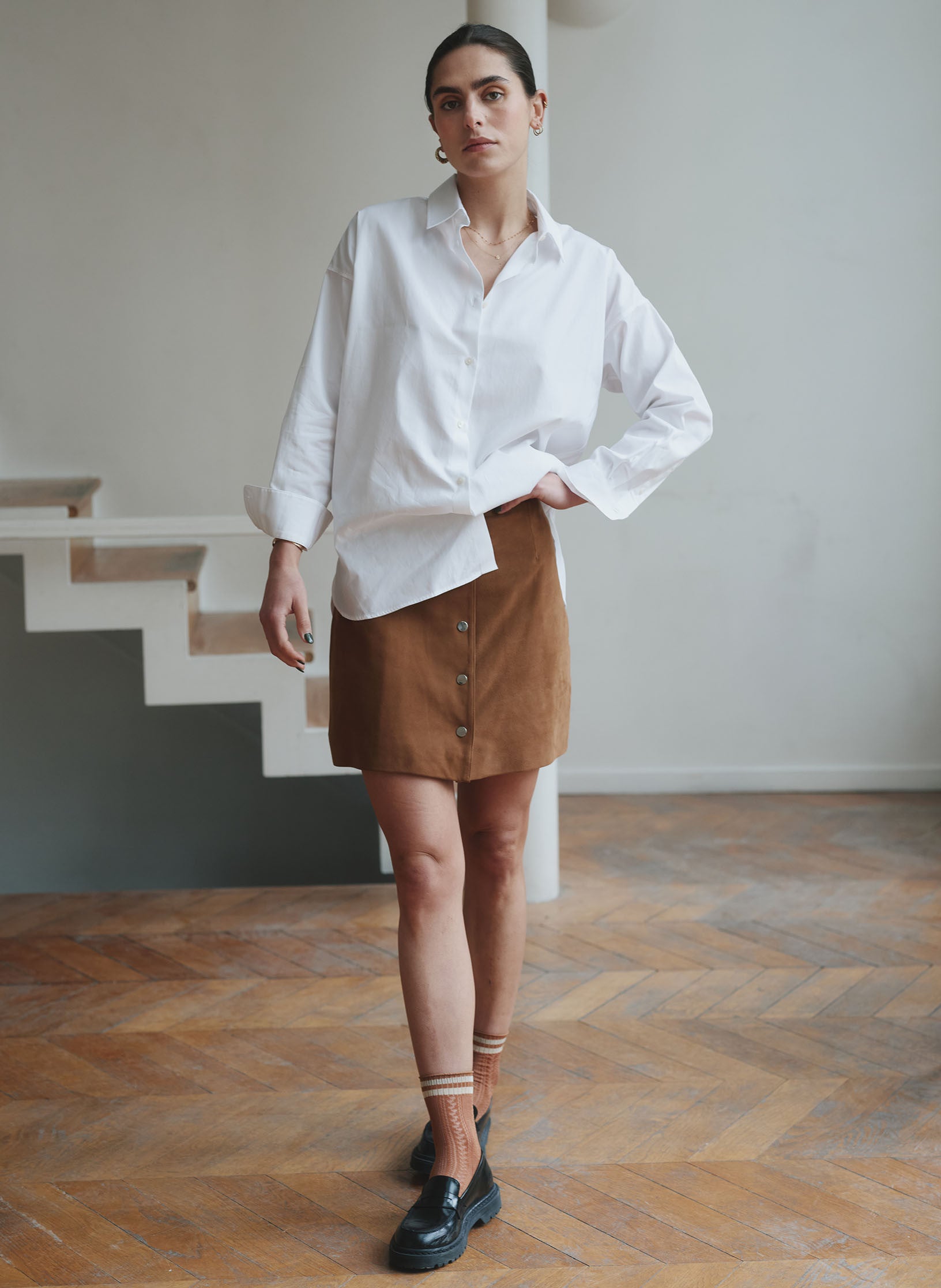 chemise oversized blanche femme