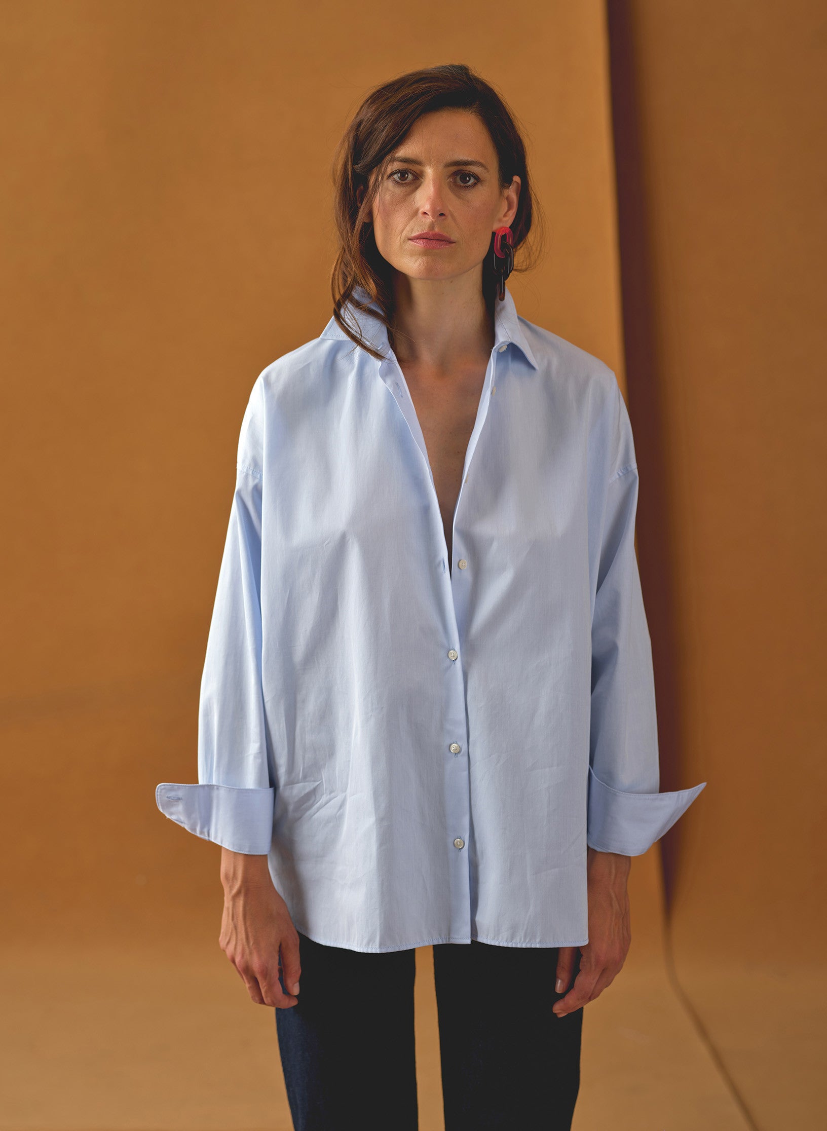 chemise oversized ample femme coton organique bleu