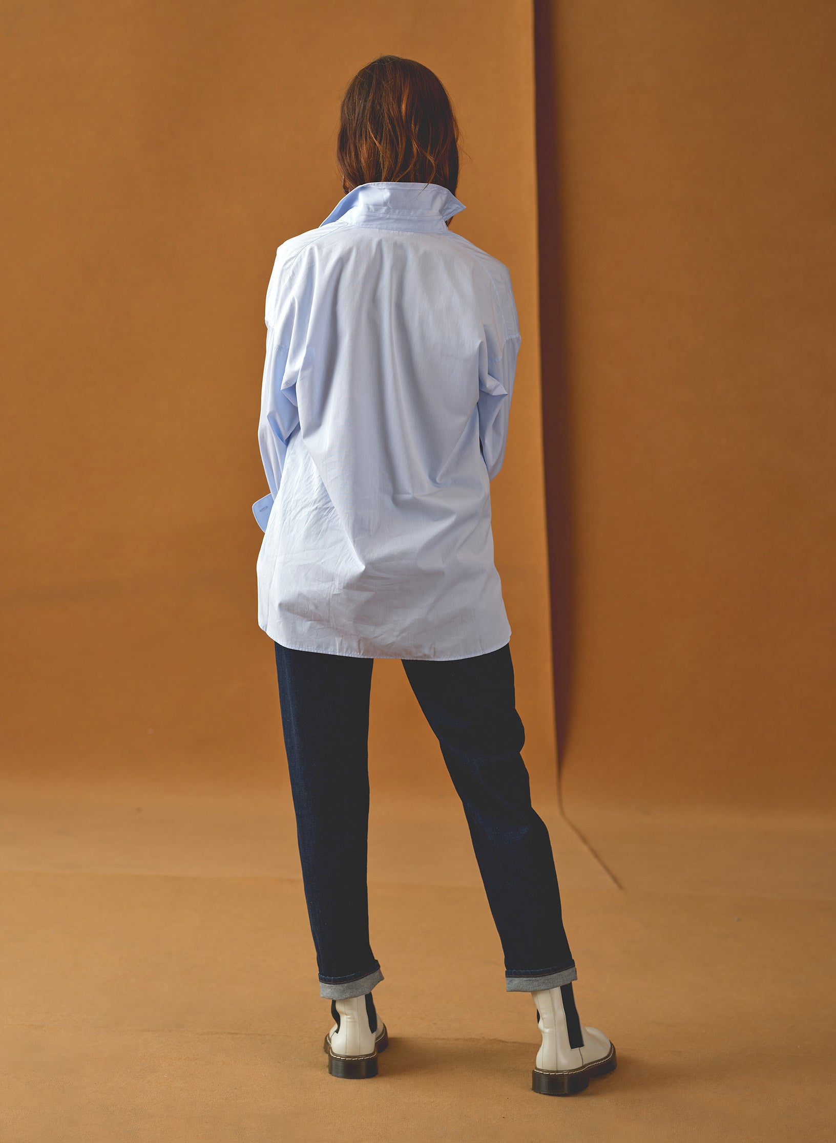 chemise oversized ample femme coton organique bleu