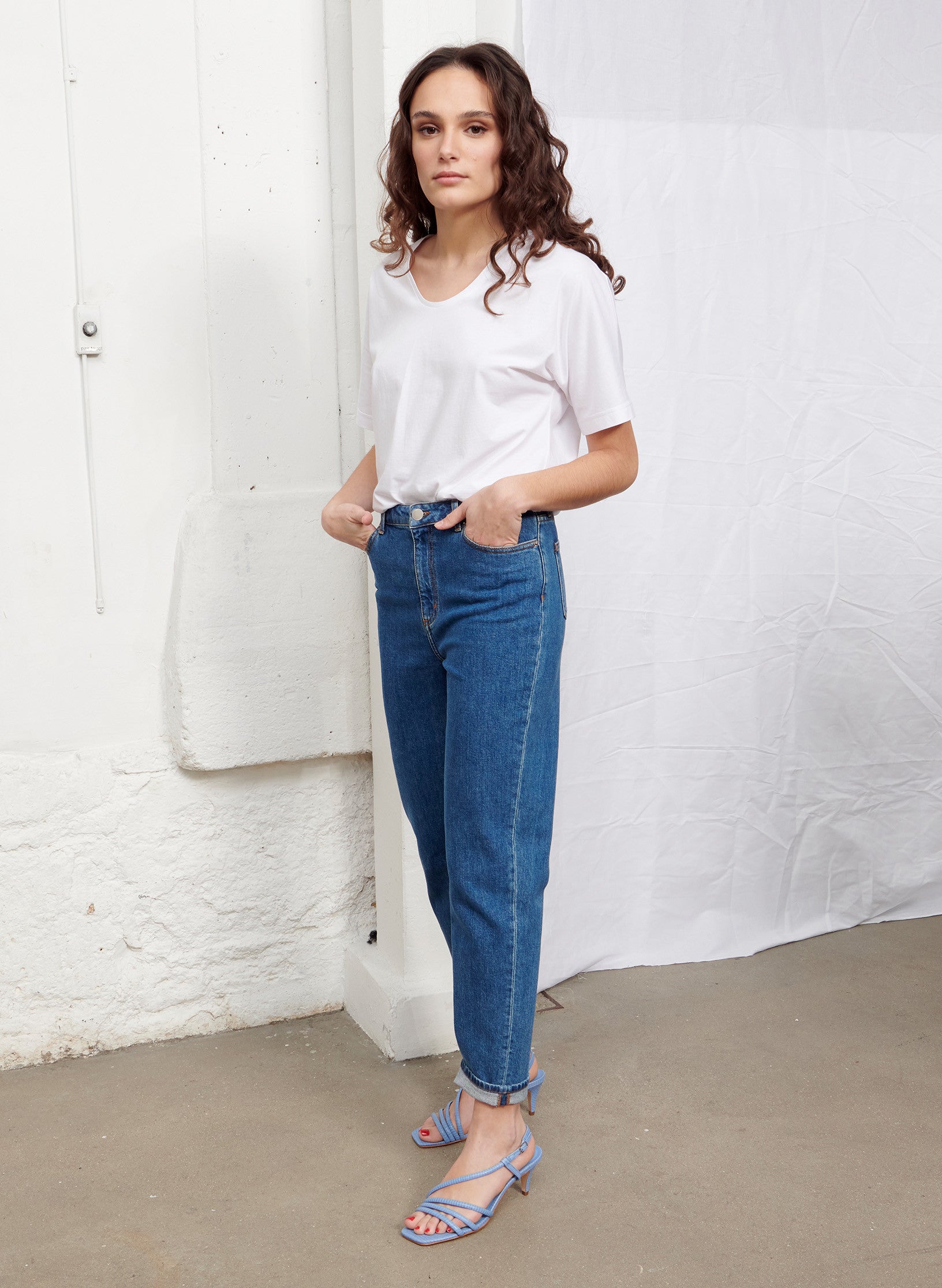 jean mom taille haute femme stone