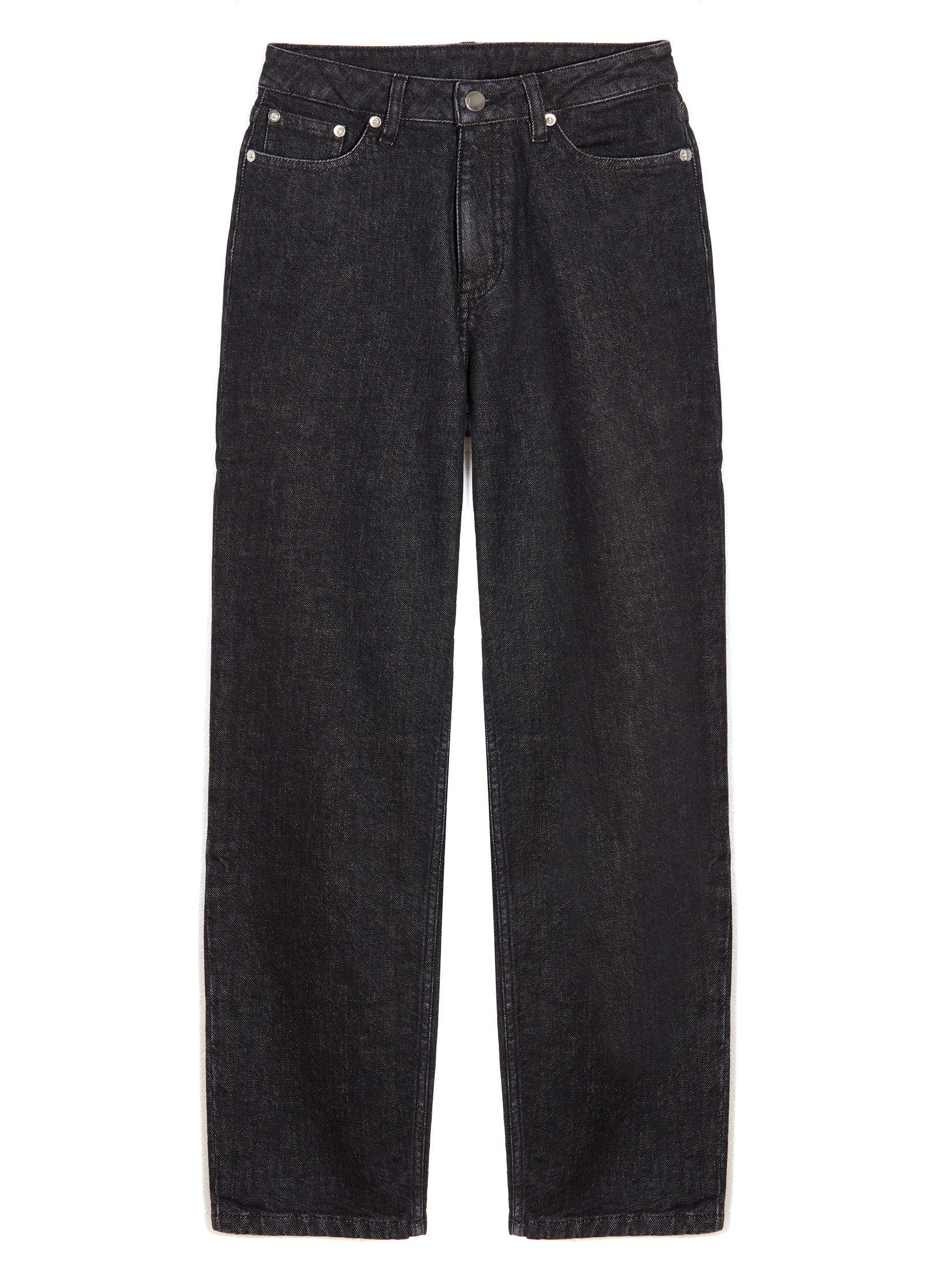 jean mom taille haute noir delave femme