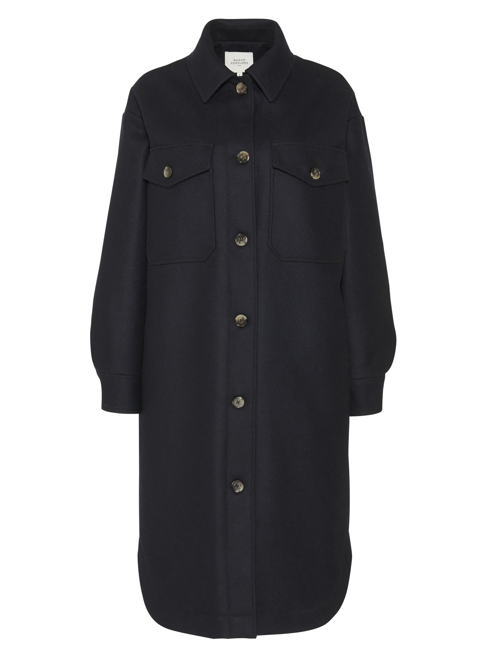 manteau long marine femme
