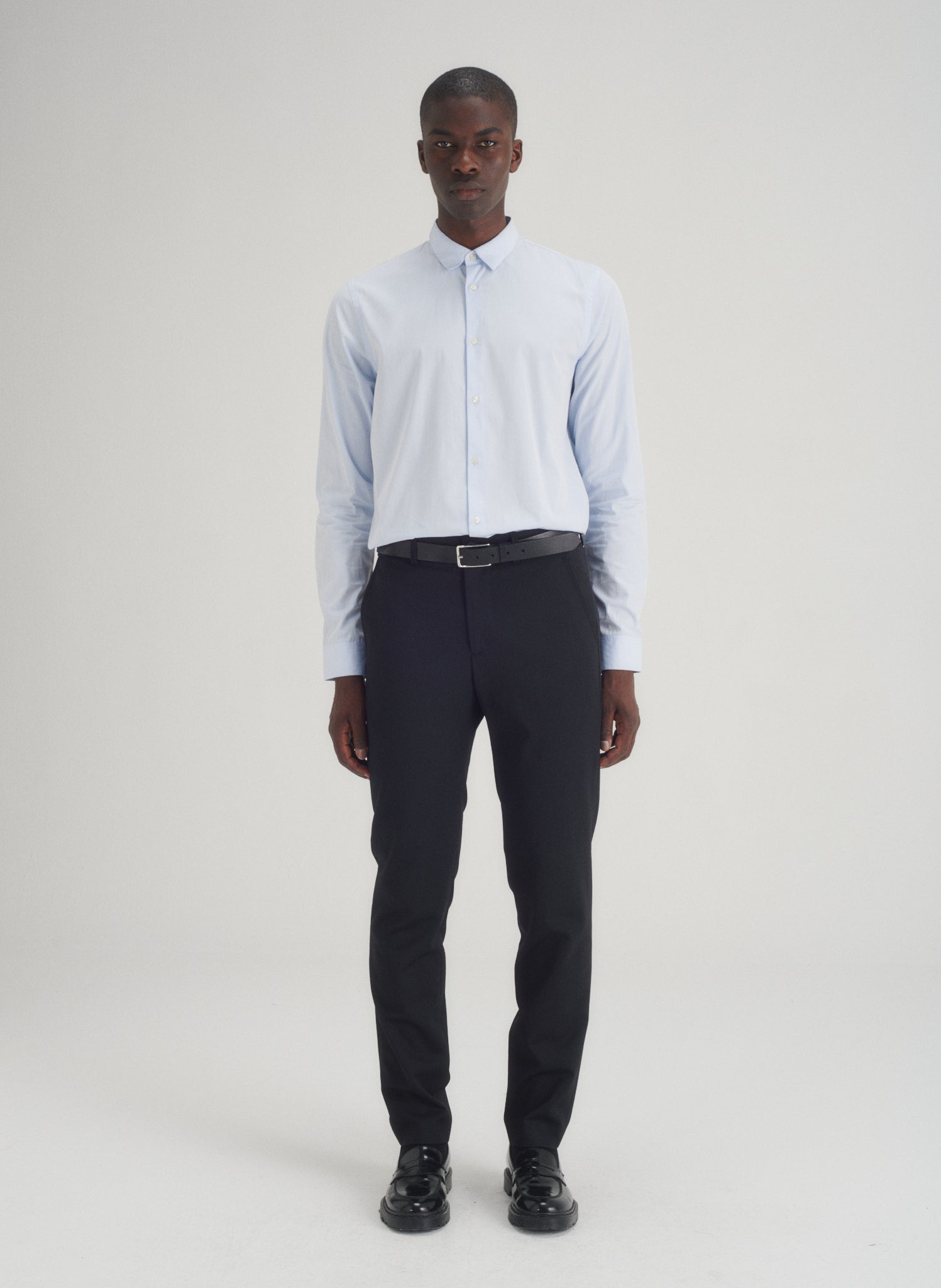 chemise popeline bleu homme