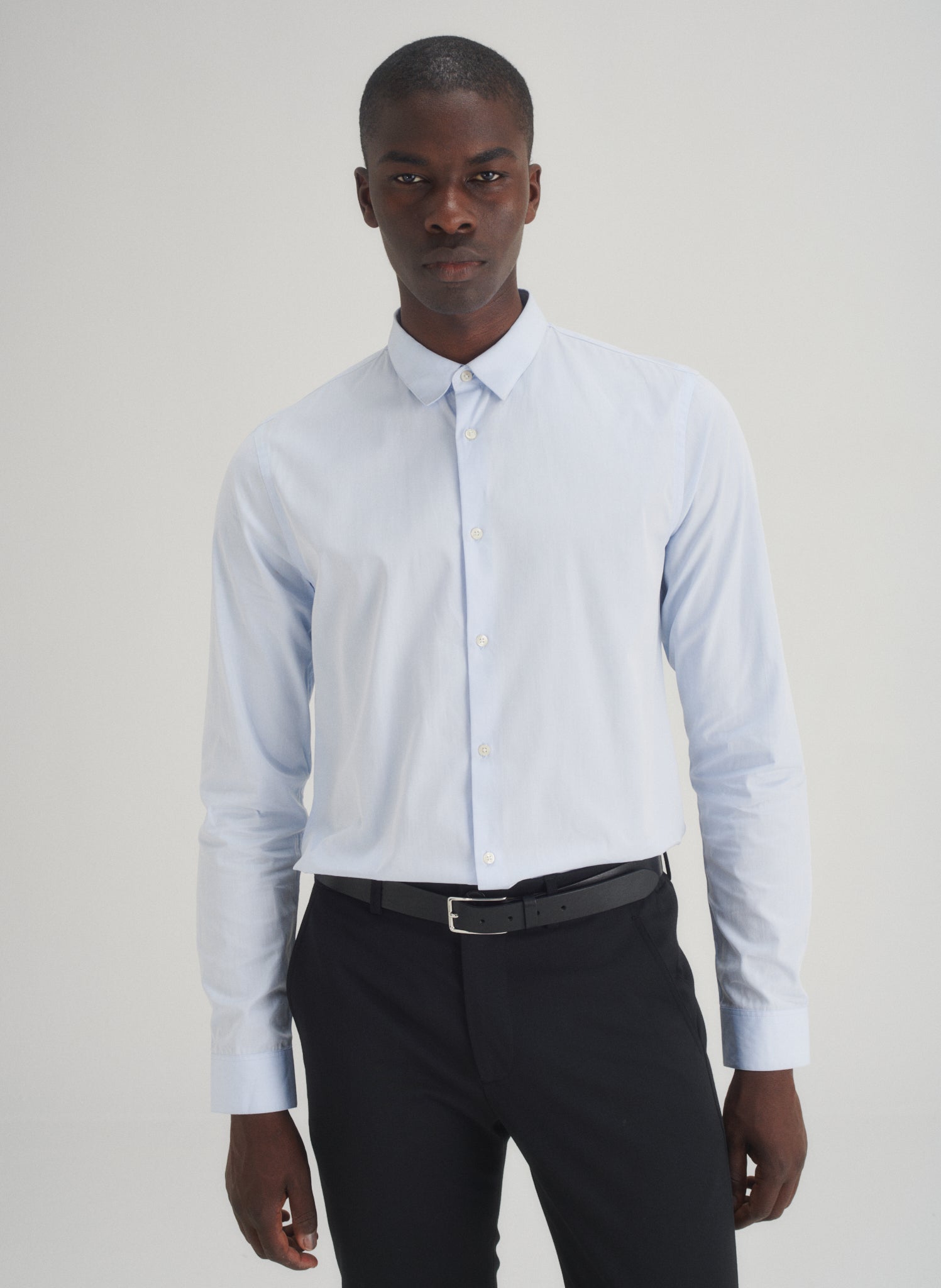 chemise popeline bleu homme